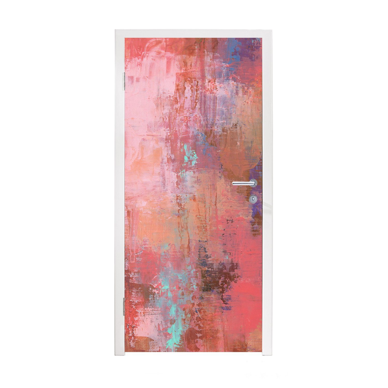 MuchoWow Türtapete Ölgemälde mehrfarbig, Matt, bedruckt, (1 St), Fototapete für Tür, Türaufkleber, 75x205 cm