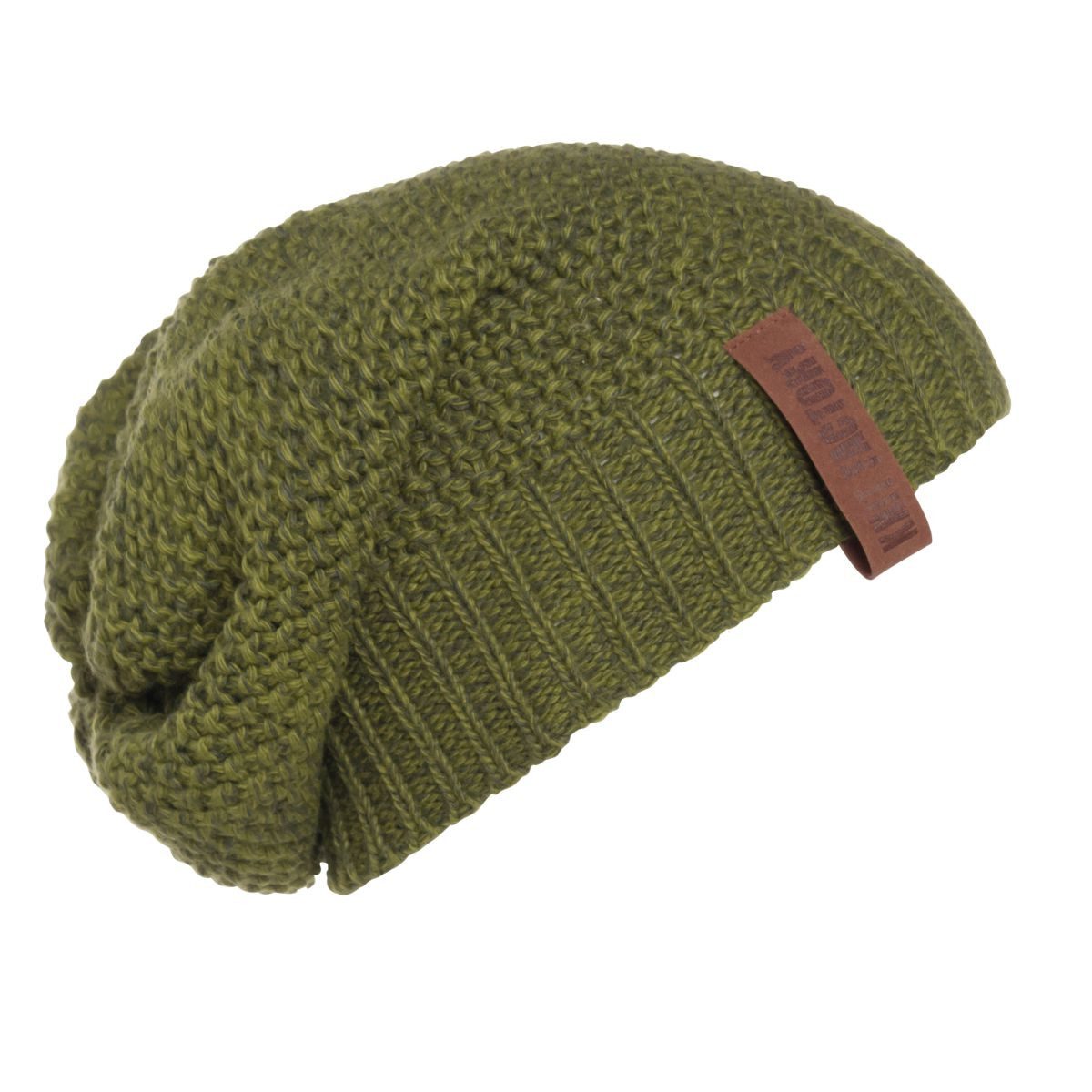 Knit Factory Strickmütze Coco Mützen One Size Glatt Grün (1-St) Mütze Strickmütze Kopfbedeckung Hut Wollmütze
