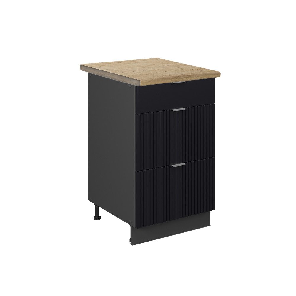 Vicco Unterschrank Fame-Line, Schwarz gestreift/Goldkraft Eiche, günstig online kaufen