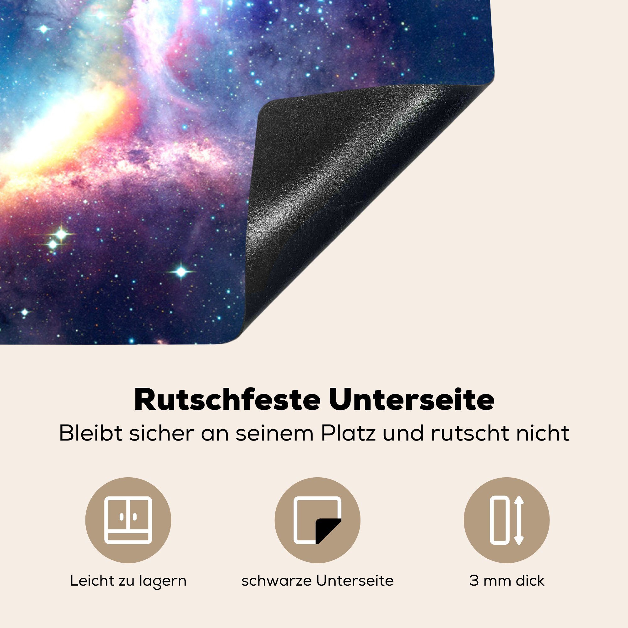 Regenbogen - cm, Ceranfeldabdeckung MuchoWow Sterne, Schutz - küche, tlg), Vinyl, Induktionskochfeld (1 für Herdblende-/Abdeckplatte die 81x52 Weltraum