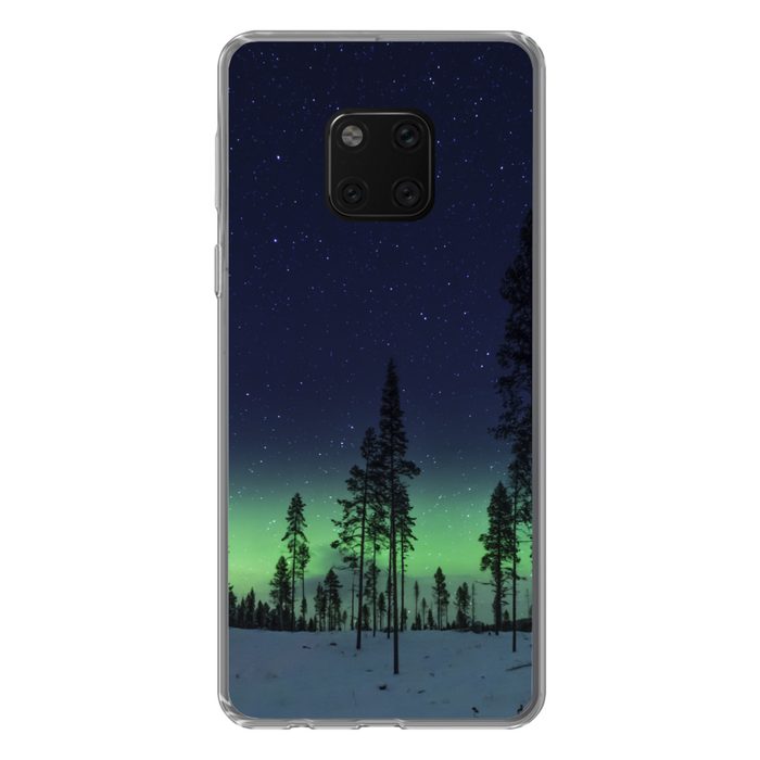MuchoWow Handyhülle Nordlicht - Schnee - Bäume - Natur - Grün Handyhülle Huawei Mate 20 Pro Handy Case Silikon Bumper Case