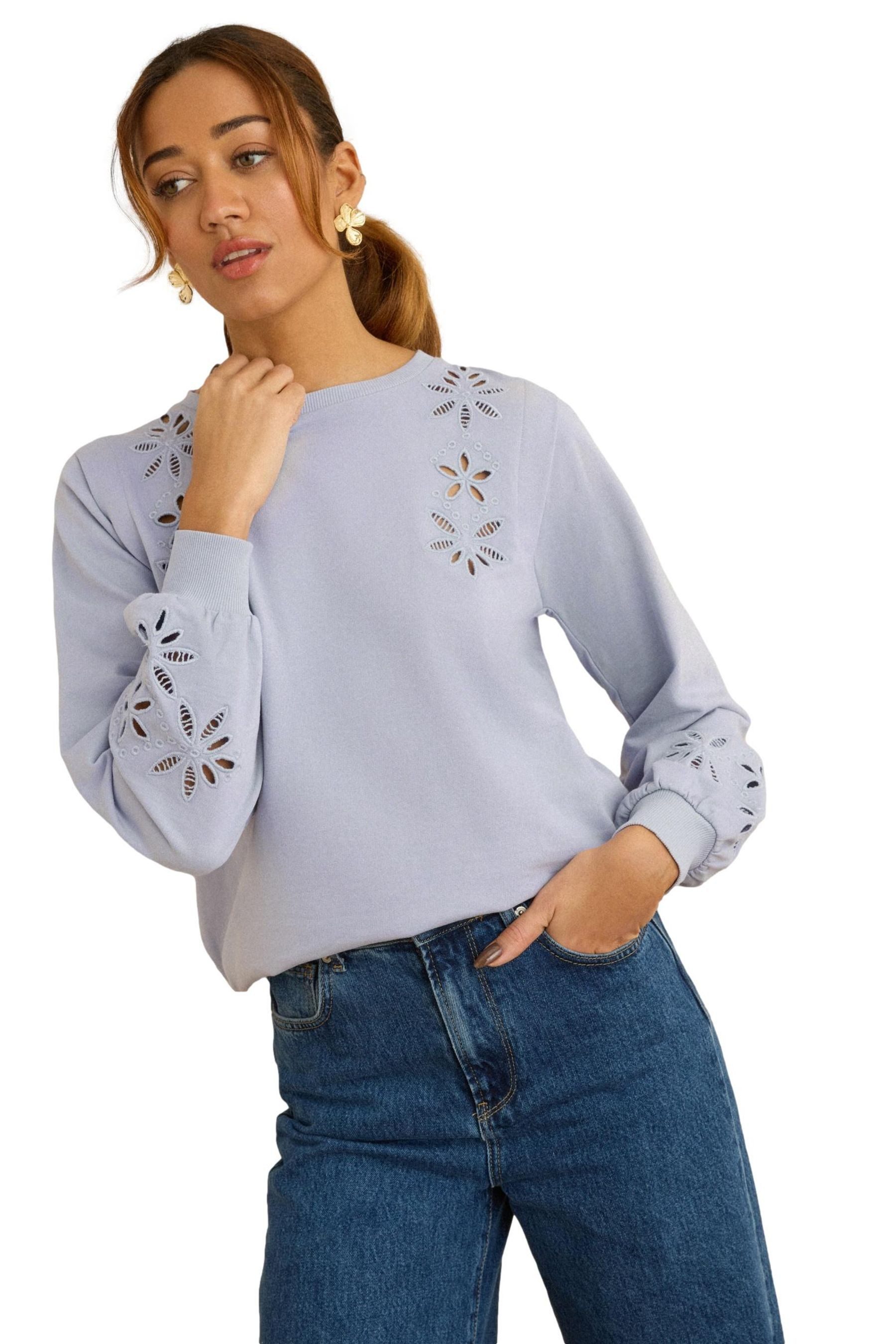 Sweater Love & Roses Cutwork-Sweatshirt aus Jersey