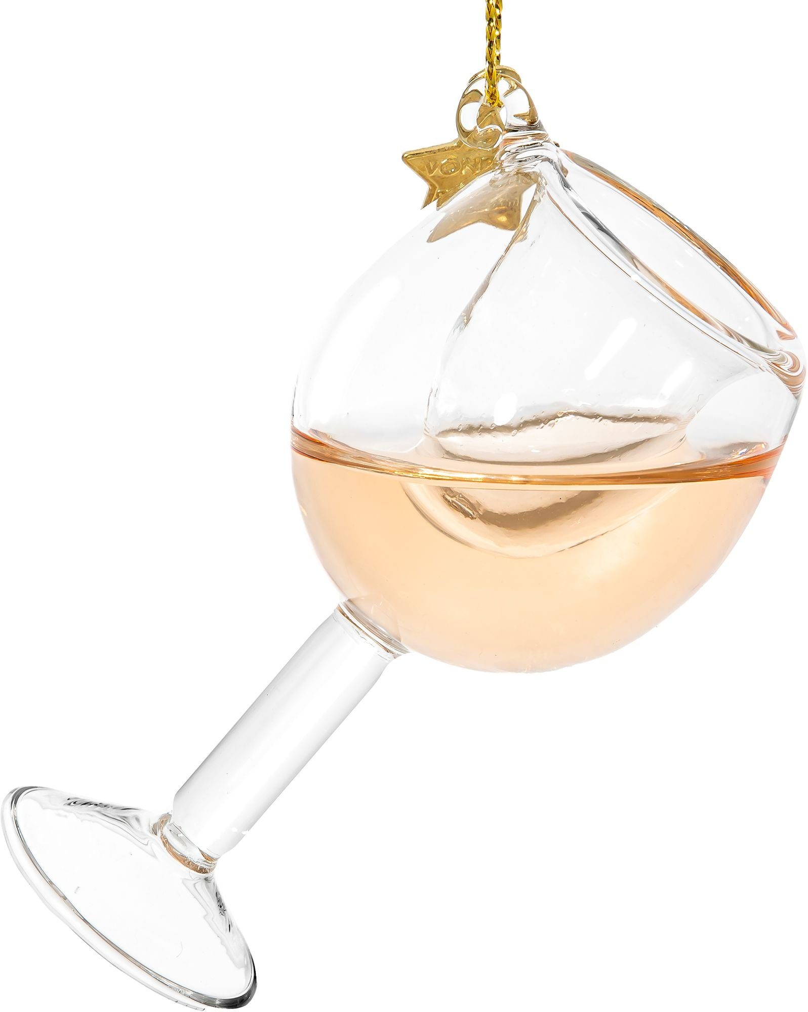 Christbaumschmuck BS553 Rosé Weinglas Glas Figur Weihnachtsbaum Anhänger