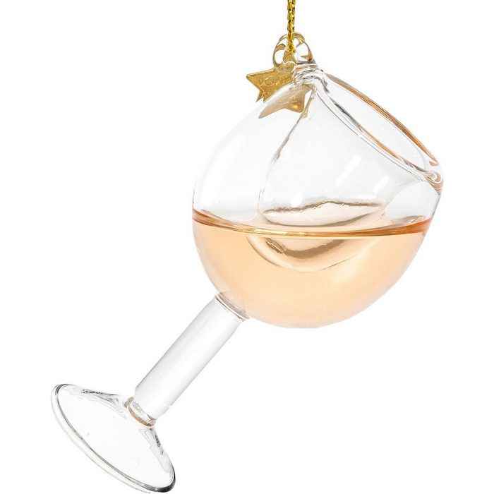 SIKORA Christbaumschmuck BS553 Rosé Weinglas Glas Figur Weihnachtsbaum Anhänger
