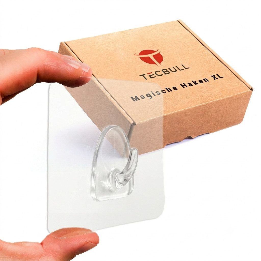 TECBULL Klebehaken Wiederverwendbare Haken XL, transparent, rückstandsfrei ablösbar, Geschirrtuchhalter, Handtuchalter, Spültuchhalter, Tuchhalter, Waschlappen Halter, Fensterhaken, Fliesenhaken, Küchenhaken, (8-St), rückstandsfrei ablösbar wiederverwendb
