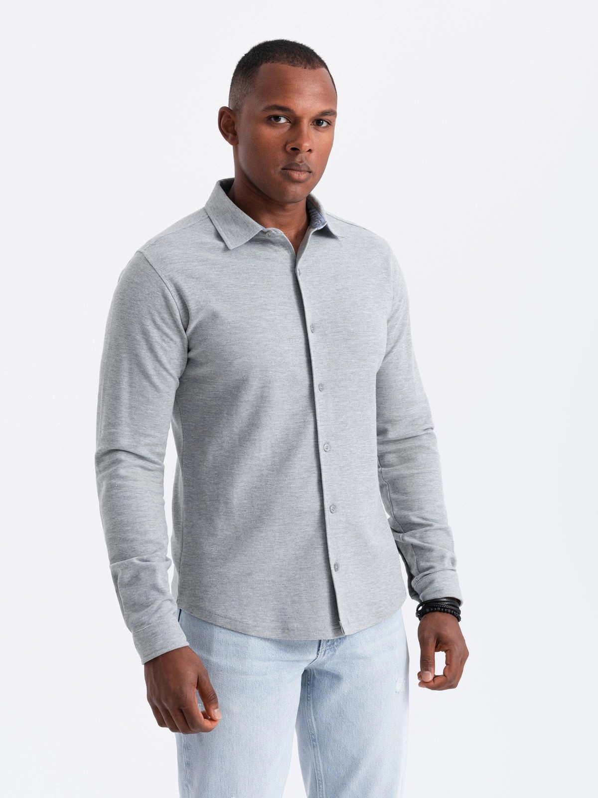 OMBRE Langarmhemd Herrenstrickhemd SLIM FIT langarm günstig online kaufen