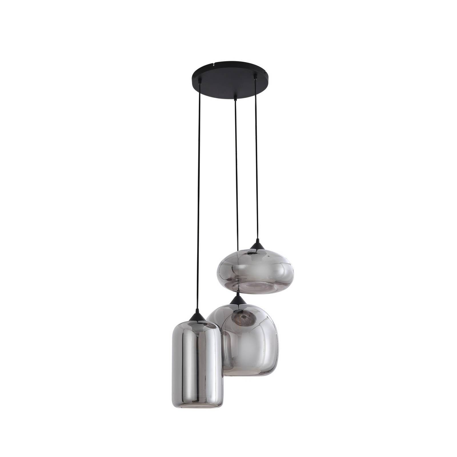 Lindby Hängeleuchte Marla, Glas Schwarz IP20, 3 x 15 W LED