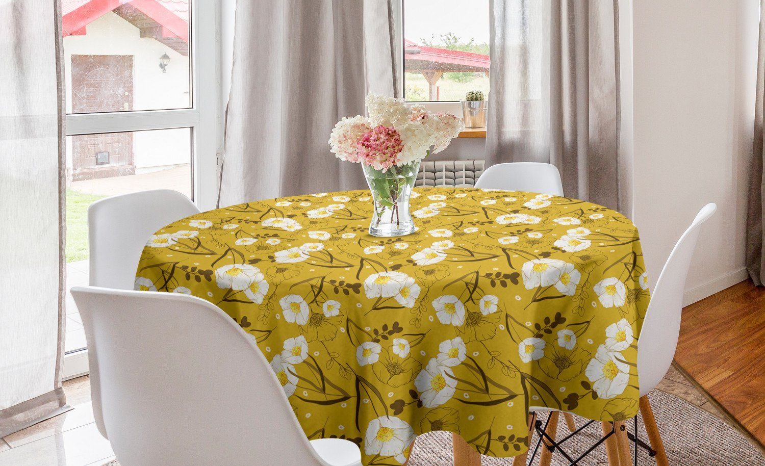 Blumen-Frühlings-Blüten Tischdecke Tischdecke Abakuhaus Esszimmer Abdeckung Hawaii Kreis für Dekoration, Küche
