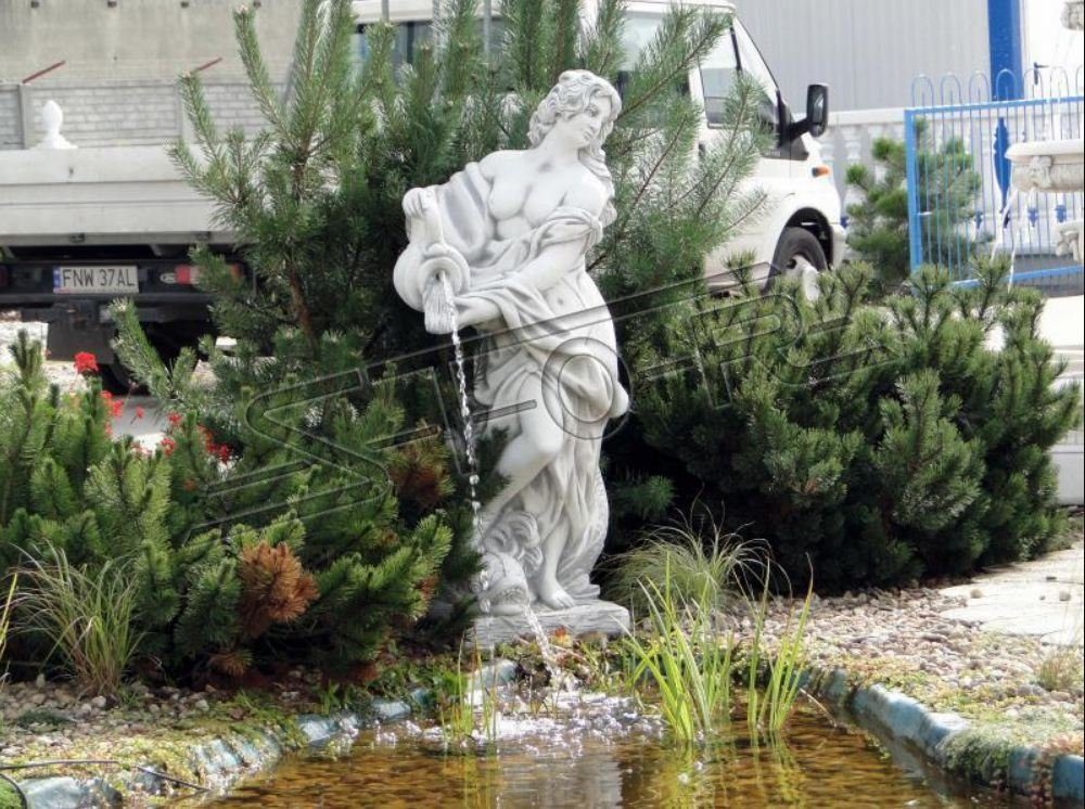 JVmoebel Skulptur Gartenfigur "Frau Fontaine"1 Teichfigur Menschen Steinguss Gartendeko