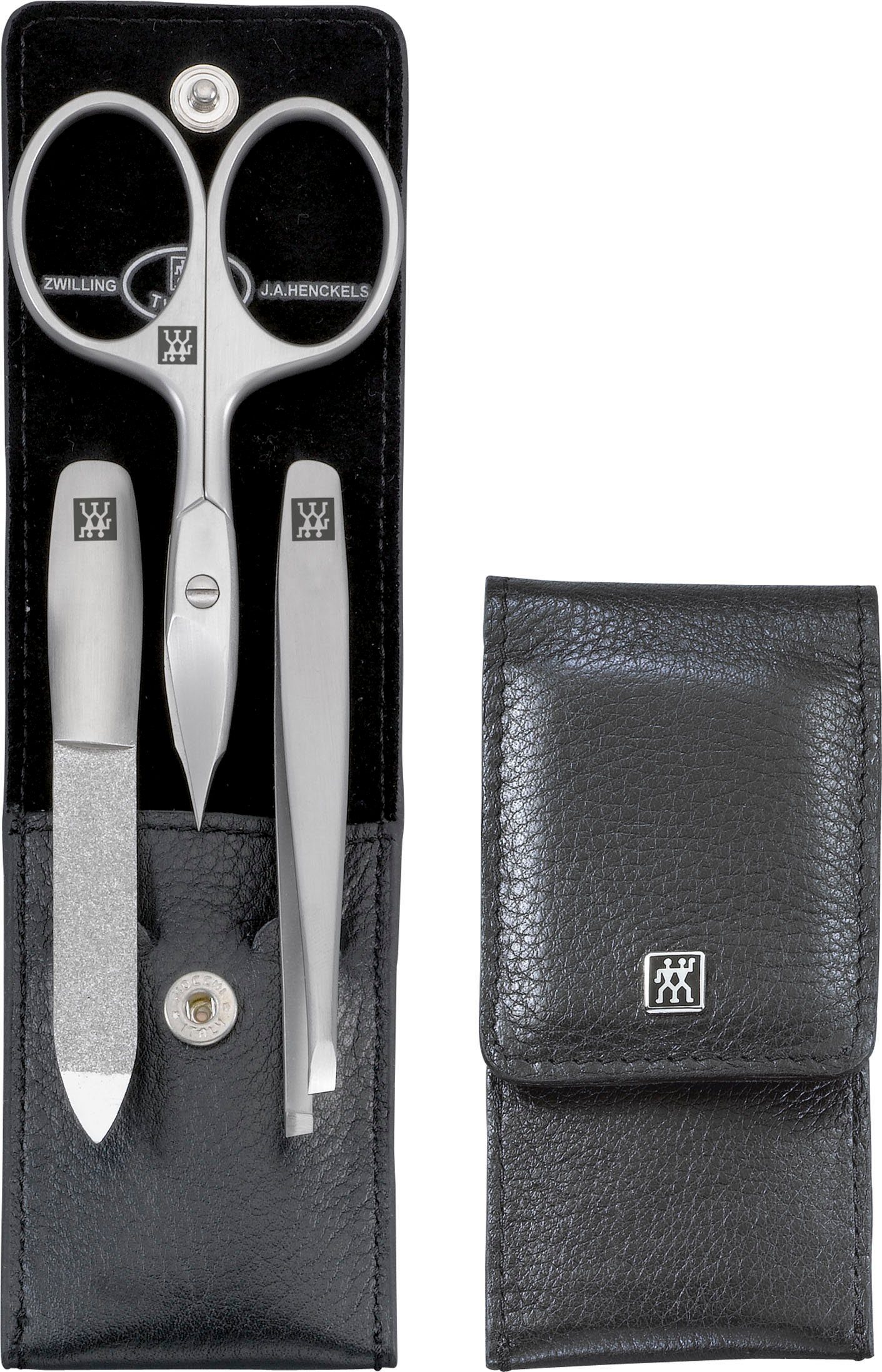 mit schwarz TWINOX Zwilling DRUCKKNOPF-ETUI, tlg., Maniküre-Etui COMPETENCE ASIAN 3 Kombischere