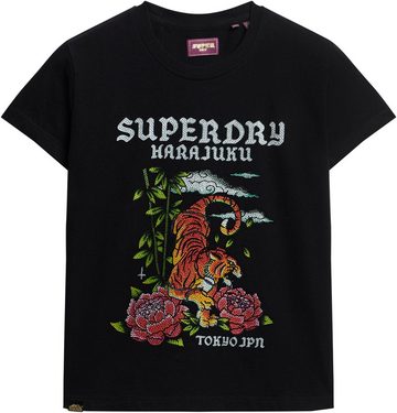 Superdry Kurzarmshirt TATTOO RHINESTONE FITTED TEE