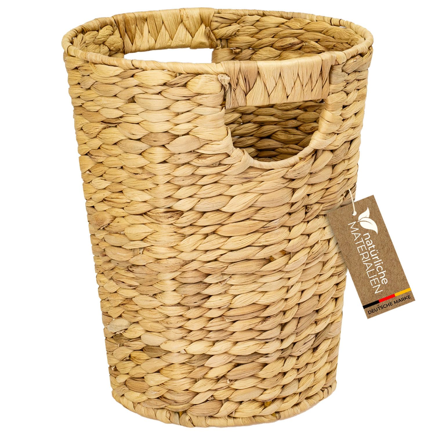 HMF Papierkorb Papierkorb Büro, Aufbewahrungskorb geflochten aus, Wasserhyazinthe Rund 25 cm Durchmesser x H: 30 cm