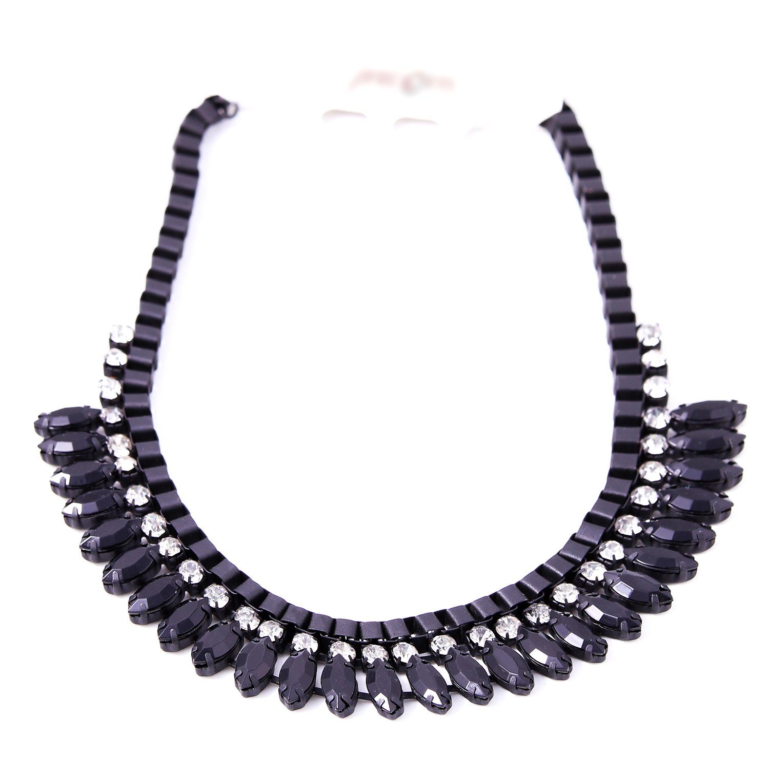 Statement Halskette schwarz Modeschmuck MyBeautyworld24 Strass-Steinen mit Statementkette
