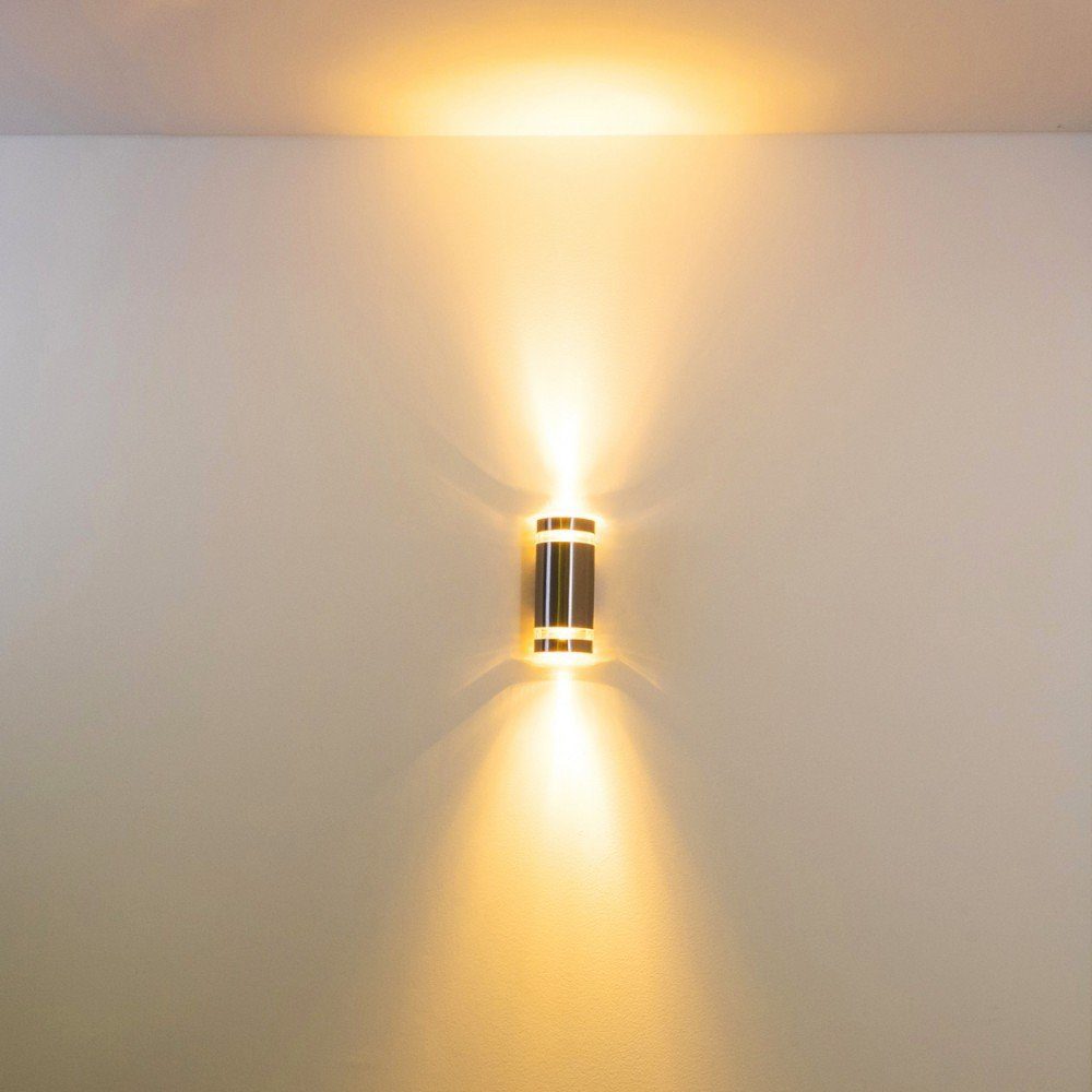 hofstein Außen-Wandleuchte »Contron« Außenwandlampe aus Metall in Edelstahl, Kunststoff-Scheiben, ohne Leuchtmittel, m. GU10, Außenleuchte mit Up & Down-Effekt
