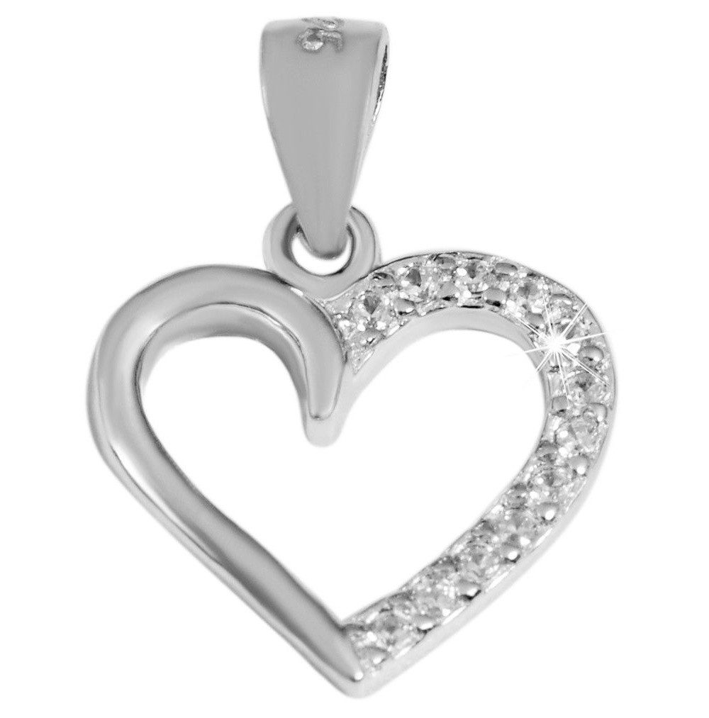 Kettenanhänger Anhänger – Herzanhänger aus 925 Silber mit Zirkonia