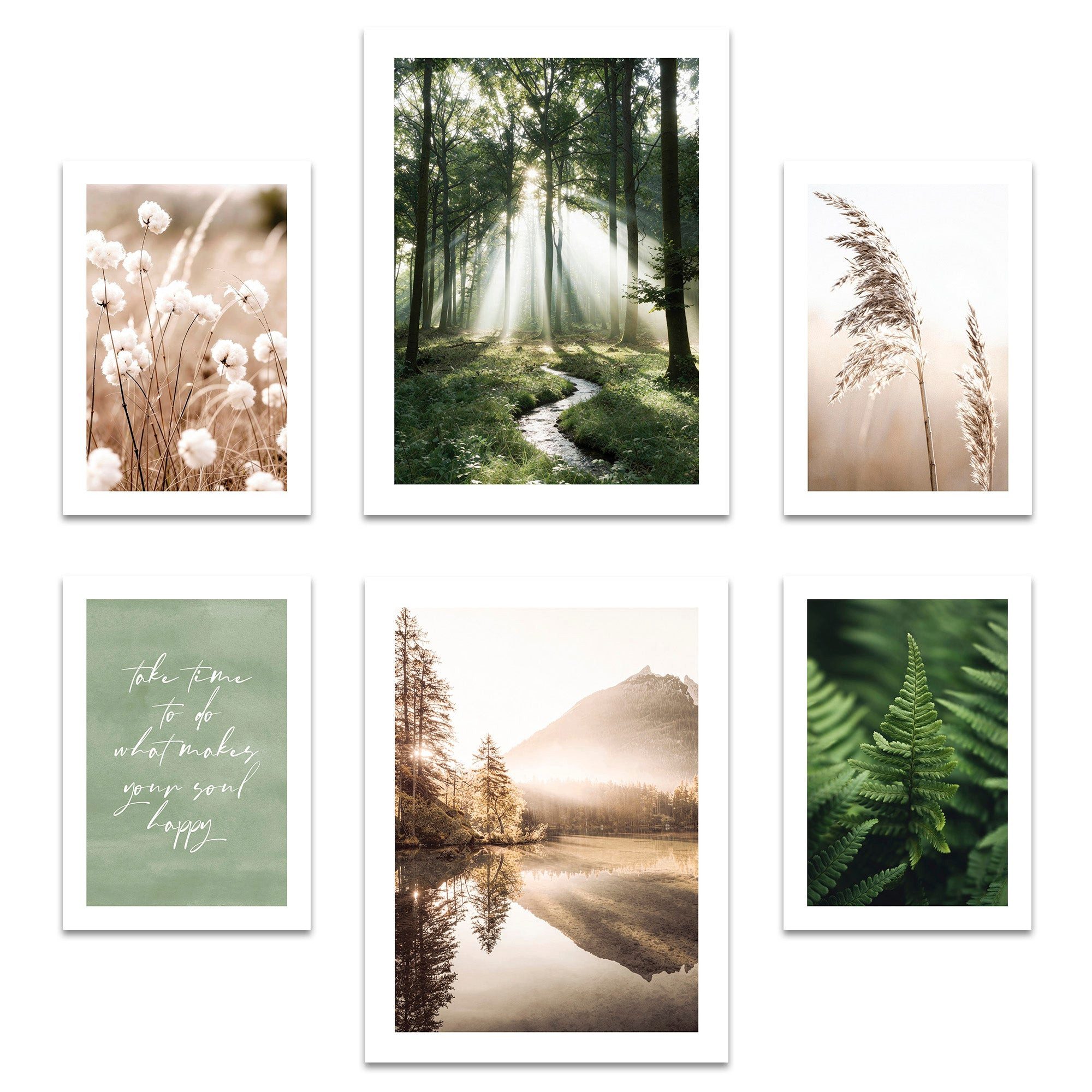 ARTFAVES Bilder-Collage Poster Set Simplicity Nature I mehrteilige Bilderwand I Wandbilder Wal, (Wandbilder modern, 6 St)