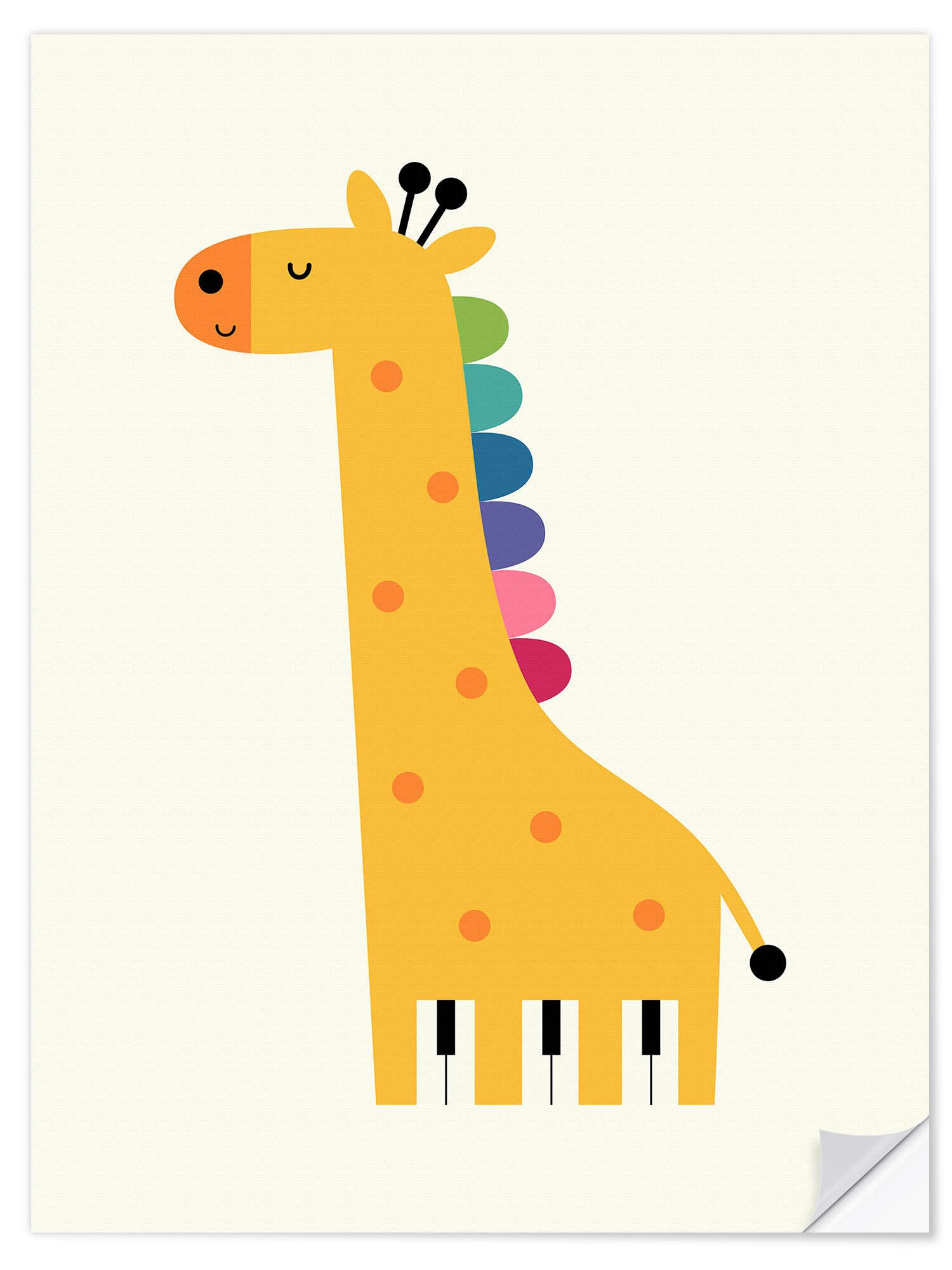 Posterlounge Wandfolie Andy Westface, Giraffe Klavier, Babyzimmer Kindermotive