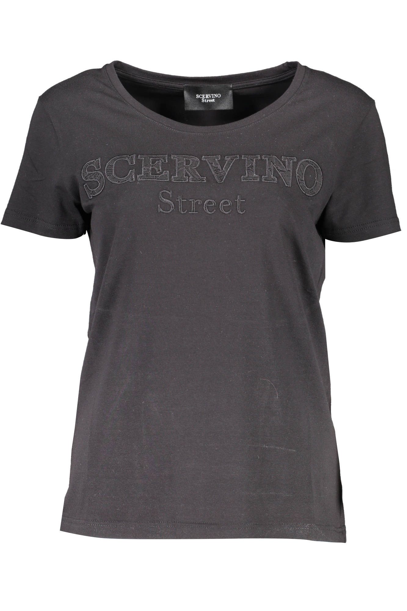 SCERVINO STREET T-Shirt Damen Kurzarm T-Shirt Schwarz mit Weitem Ausschnitt