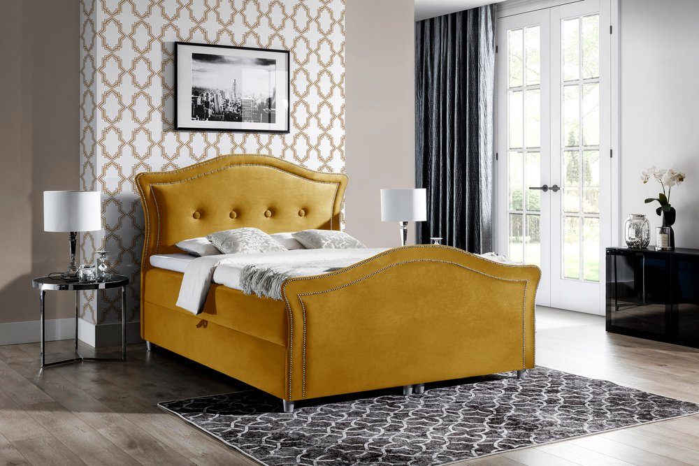 99rooms Boxspringbett Marlon Lux (Schlafzimmerbett, Bett), mit Taschenfederkern Matratze, Topper, Bettkasten, Kopfteil gepolstert