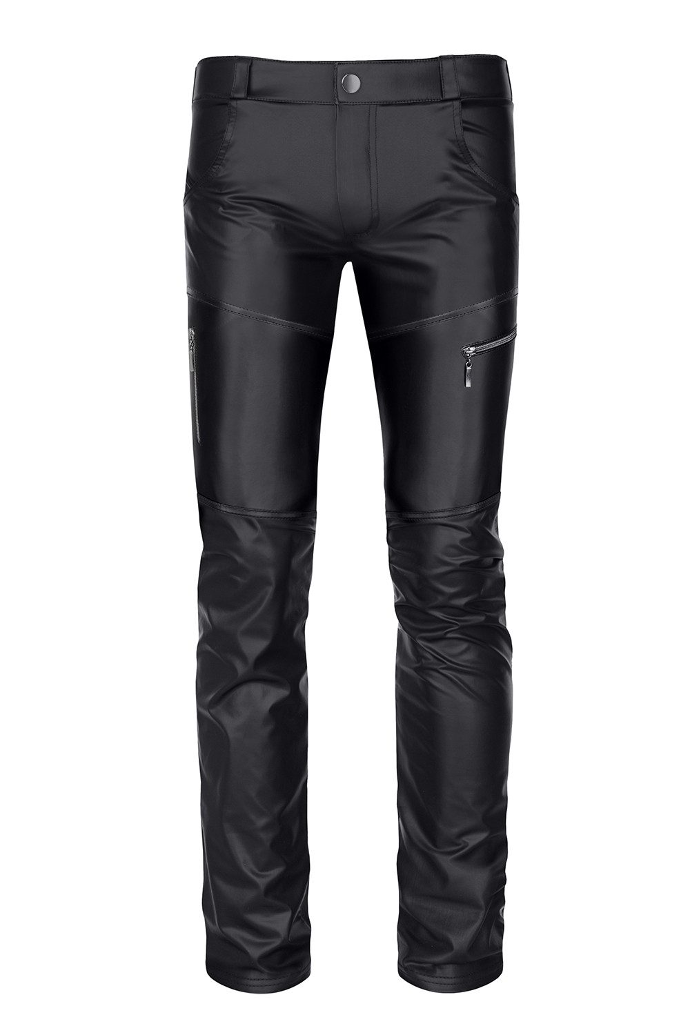 Regnes Fetish Planet Lederimitathose Lange Herren wetlook Hose schwarz Männer Hose Pants mit Reißverschlüss
