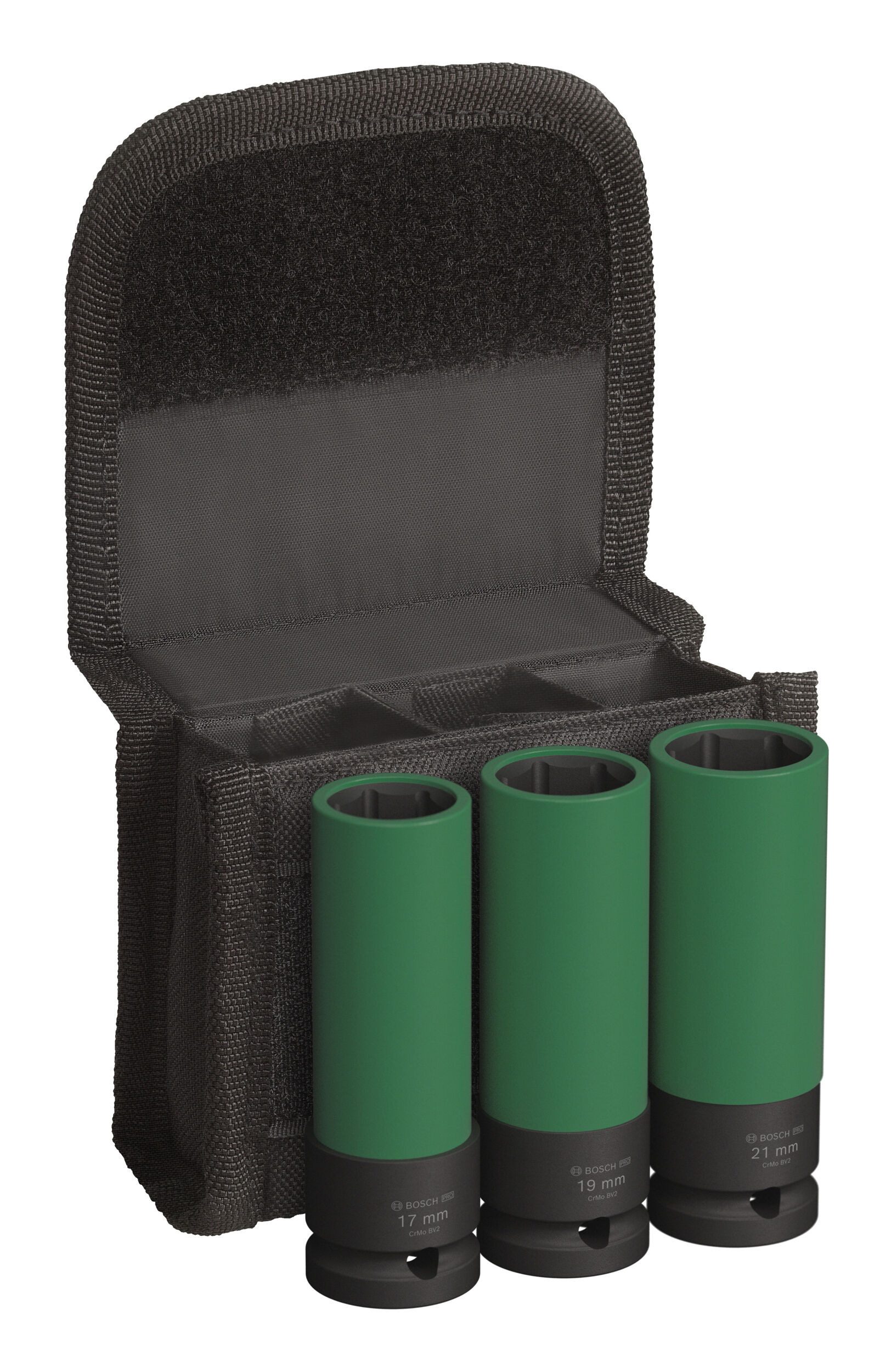 BOSCH Stecknuss Pro Impact Socket, 3 Teile, Торцевой ключeinsätze-Set m. PET-Abdeckungen, 1/2", extra tief, 3
