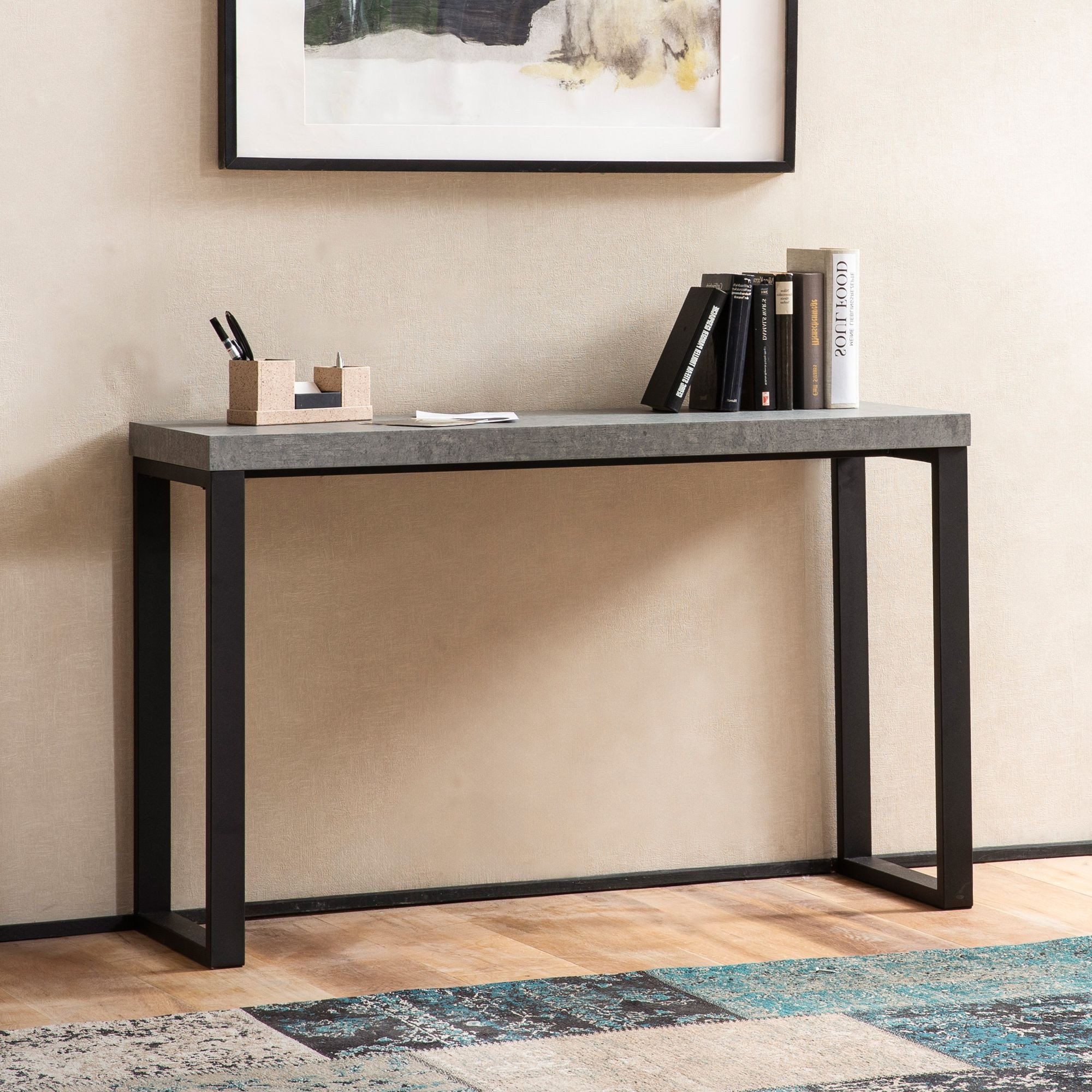 FINEBUY Konsolentisch FB103271 (Beton-Optik / Schwarz günstig online kaufen