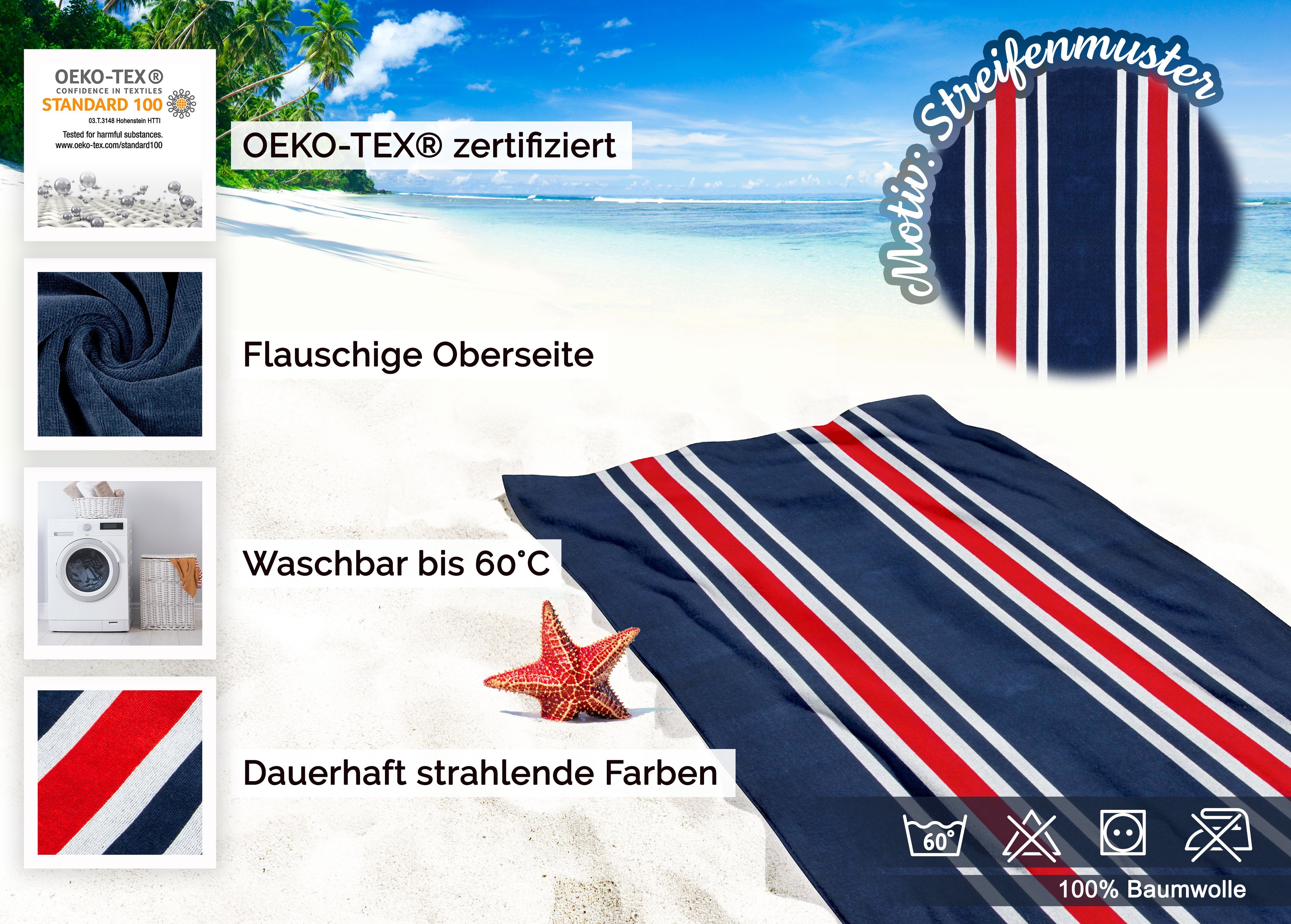 ZOLLNER Strandtuch, Glattvelours 200 aus cm, 100% (1-St), x Baumwolle, Velours 100 hochwertigem