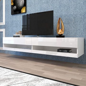 XDOVET TV-Schrank LED TV-Lowboard mit Variable LED-Beleuchtung Hochwertiges TV-Board mit viel Stauraum für Ihr Wohnzimmer 140x40x30.5cm