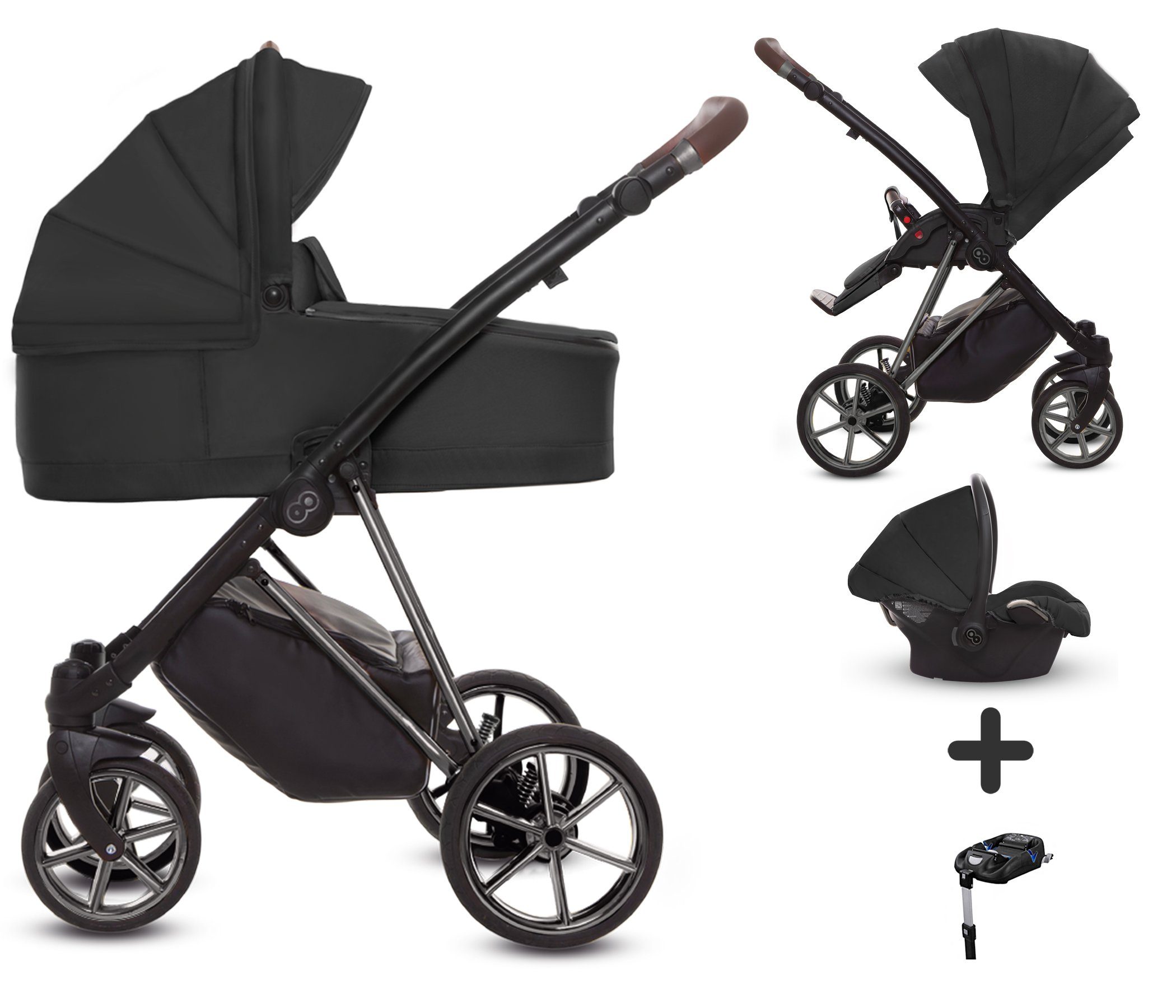 1 Baby TPFLiving großes Babywanne 1 Stoff Gestell Schwarz, Silber 4 Ultra, 4 in Isofix, Kinderwagen Buggy Autositz Kombi-Kinderwagen in Gestell Silber Musse Zubehör-Set | Schwarz