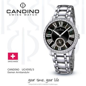 Candino Quarzuhr Candino Damen Uhr Analog C4595/3, Damen Armbanduhr rund, Edelstahlarmband silber, Fashion