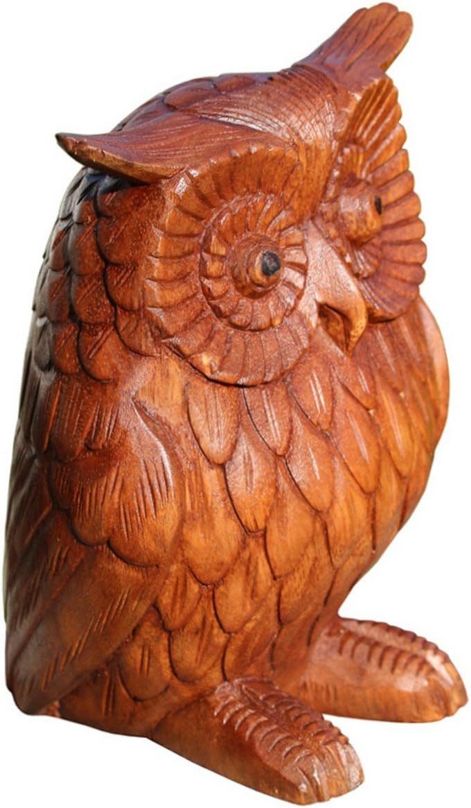 Wogeka Tierfigur massive Eule Holz Figur Dekoration Tier Statue günstig online kaufen