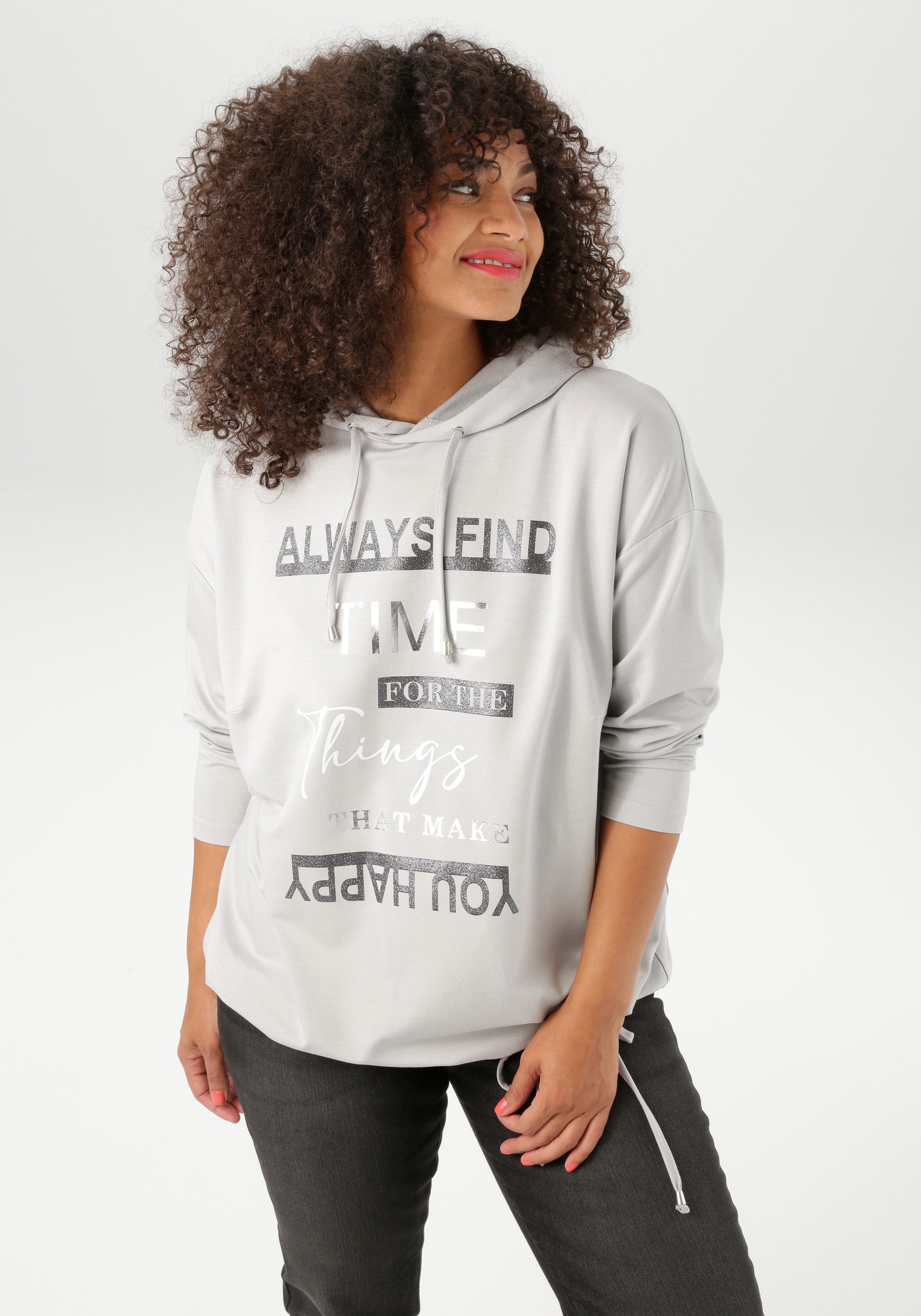 Aniston PLUS Kapuzensweatshirt super bequeme Sweat-Qualität - NEUE KOLLEKTI günstig online kaufen
