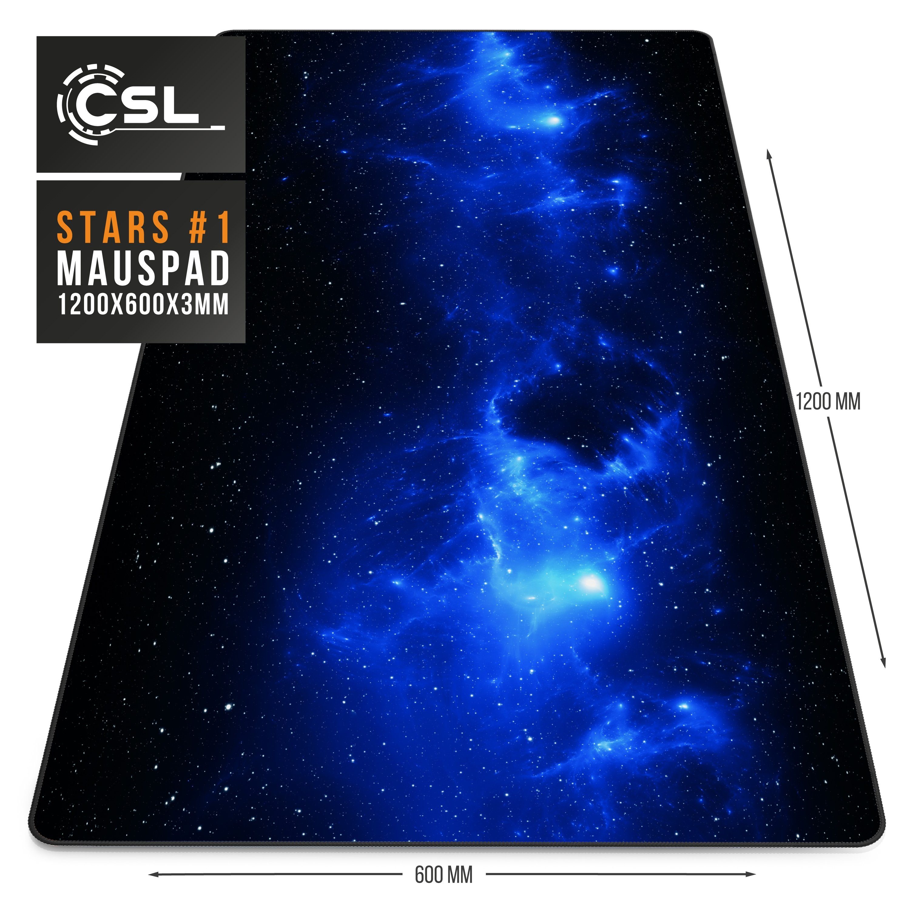 CSL Gaming Mauspad XXXL Speed Mousepad 1200 x 600 x 3 mm, große Tischunterlage (1-St), rutschfest, abwaschbar, Geschwindigkeit & Präzision, Space, Gaming – Bild 3 von 5