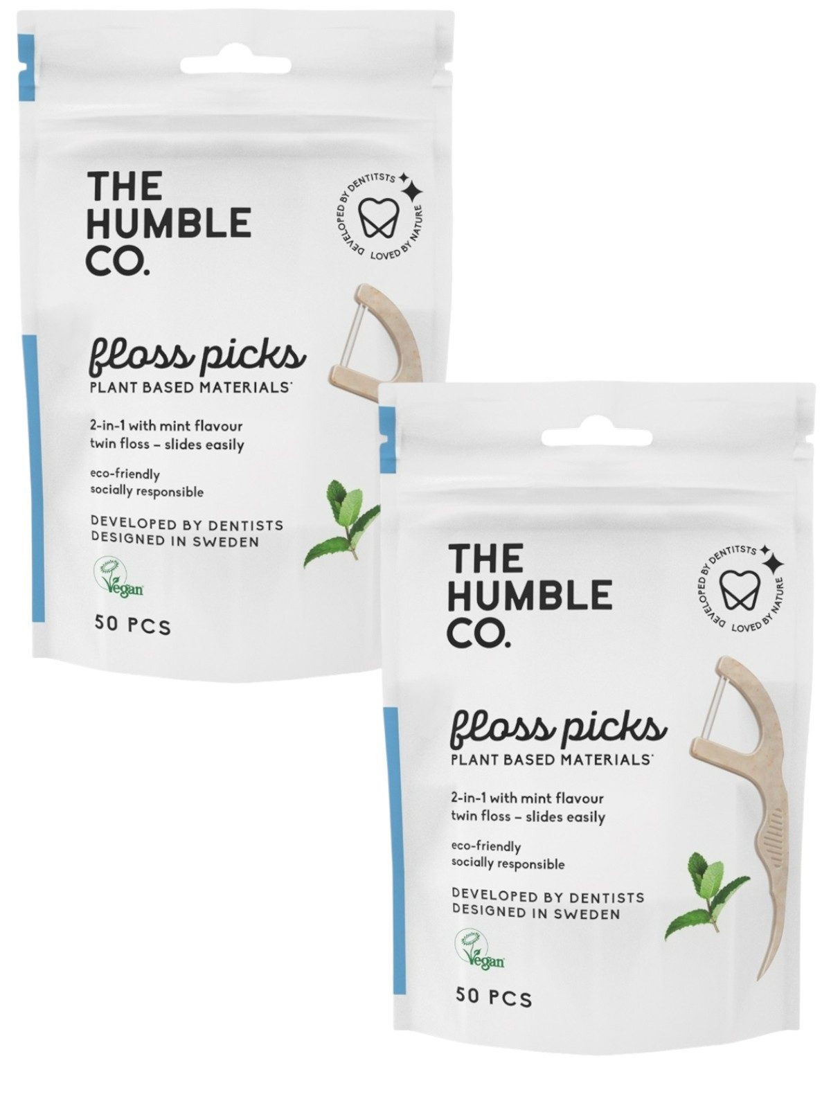 The Humble Co. Zahnseide-Stick 2x Humble Floss Picks Minze 2x 50 Stück