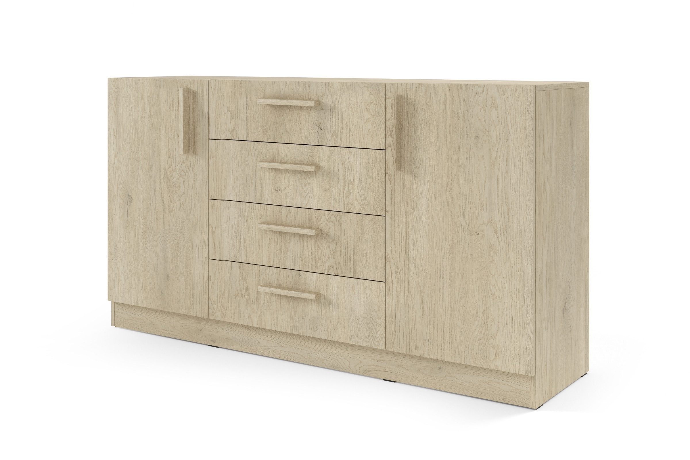 Deine Möbel 24 Kommode BRISSO BRK1 155,5 cm breit mit 4 Schubladen und 2 Türen (Set, 1 St., Sideboard mit Einlegeböden, für Wohnzimmer, Schlafzimmer