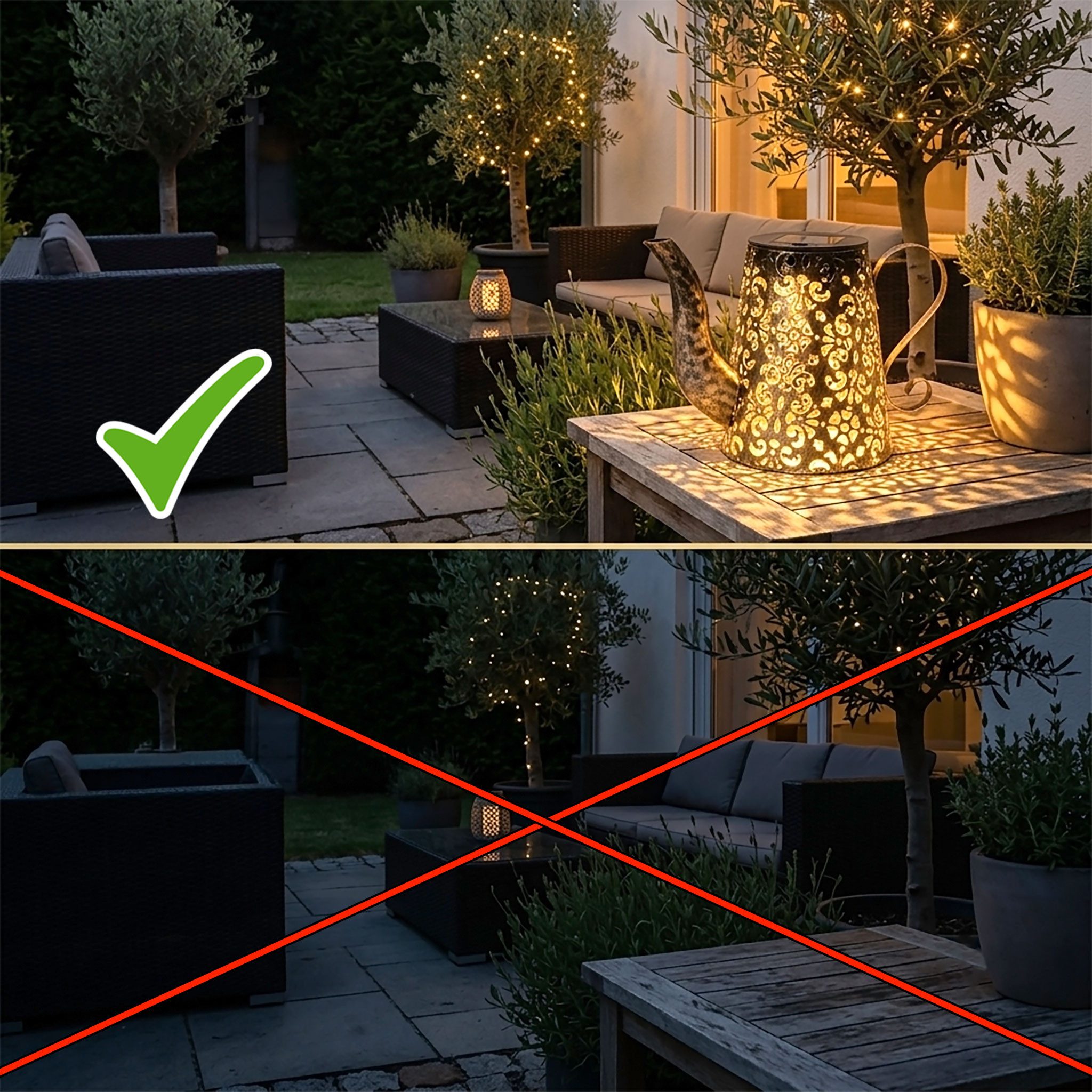 Spetebo LED Solarleuchte LED Solar Leuchte Metall Gießkanne - 19 x 14 cm, LED, warm weiß, Vintage Deko Garten Lampe in Rost Optik