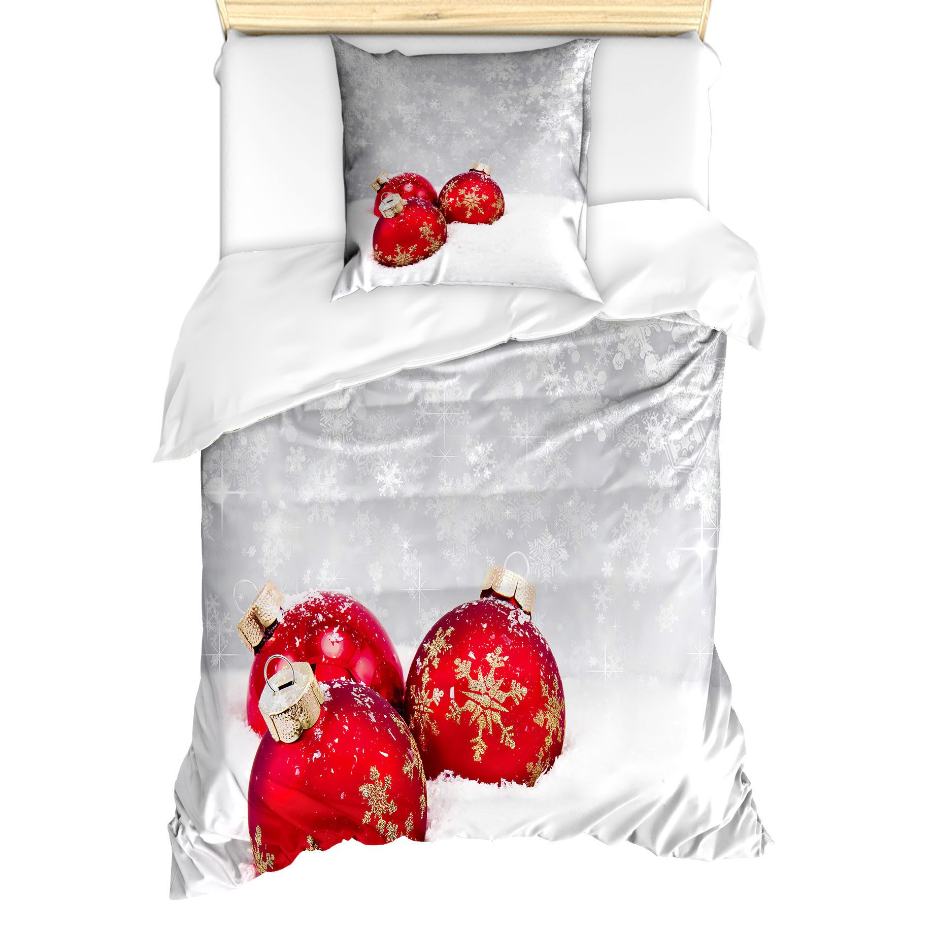 Abakuhaus Постельное белье Milbensicher Всеrgiker geeignet mit Kissenbezug, Microfaser, Weihnachten Kugeln auf Schneeflocke