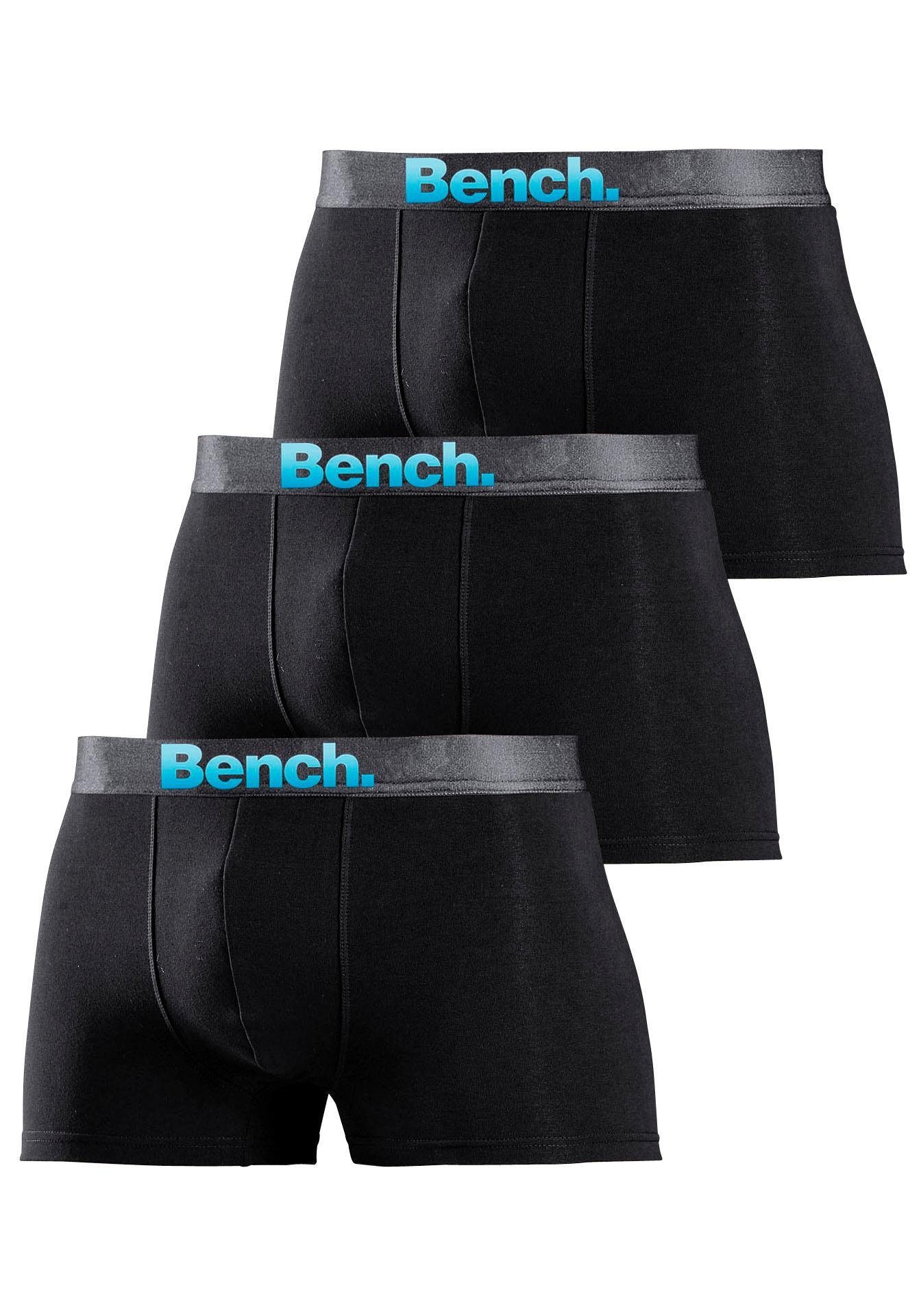 Logo mit Bench. 3-St) schwarz Boxer (Packung, Webbund