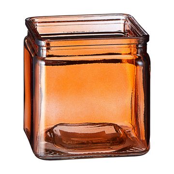 CEPEWA Teelichthalter Windlicht 4er Set Glas 10x10x10cm orange blau grün lila Teelichtglas