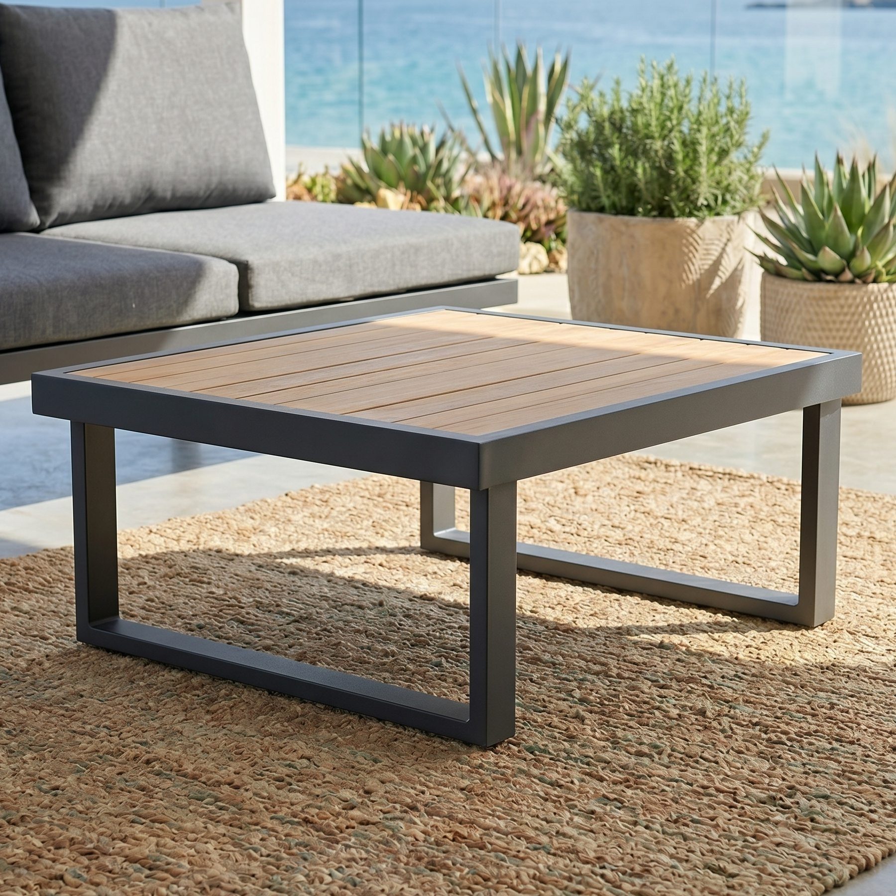 Jati & Kebon Gartentisch Rao, Beistelltisch, Loungetisch, Outdoortisch, 70x70 cm, Tischplatte Teakholz