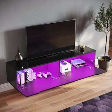 SONNI TV-Schrank Schwarzer Wandhalter Minimalistischer TV-Ständer mit LED-Beleuchtung