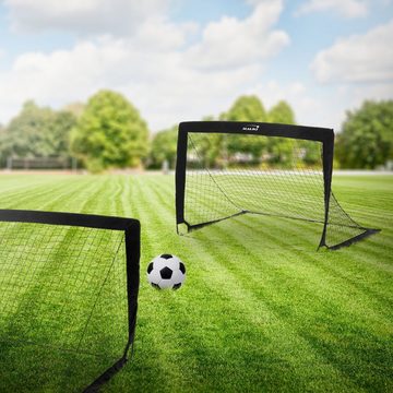 Hauki Fußballtor Training Fußballnetz Pop Up Tore (2er Set), 2er Set 120x95x97 cm Schwarz aus Polyethylen
