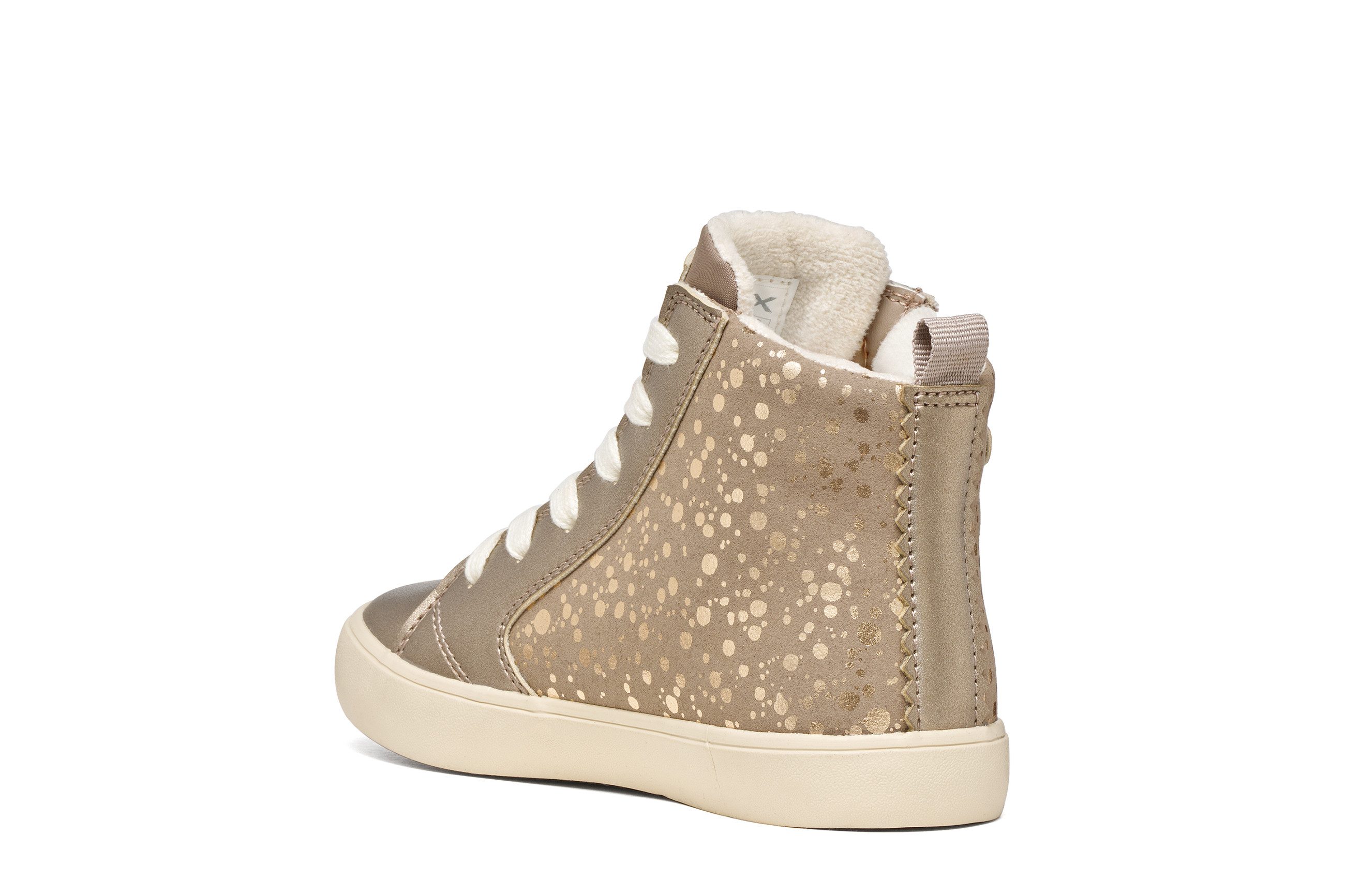 Geox J GISLI GIRL Sneaker Schnürboots in Metallicoptik, Warmfutter, Größenschablone zum Download
