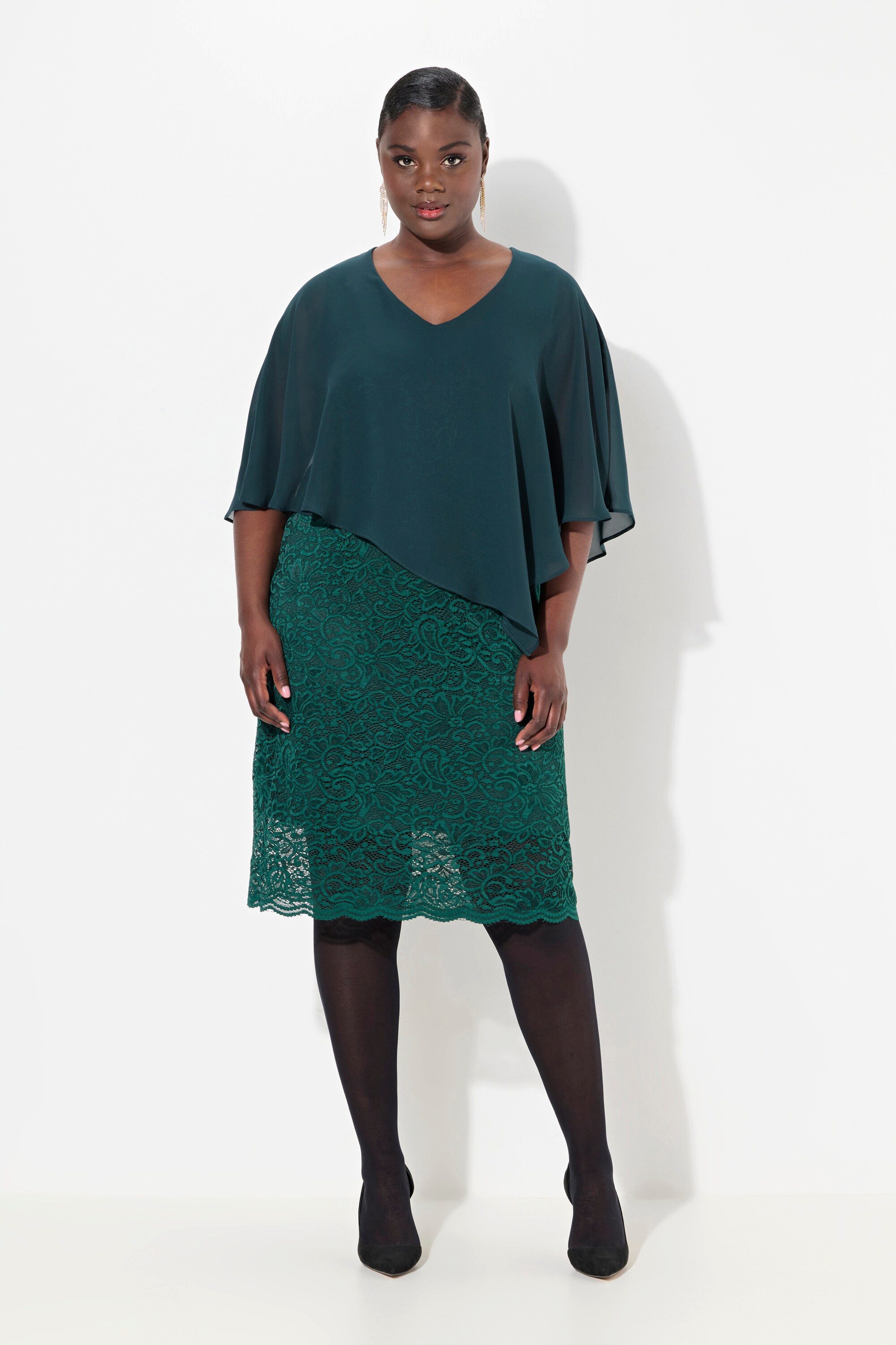 Ulla Popken Abendkleid Abendkleid Chiffon-Cape Jersey günstig online kaufen