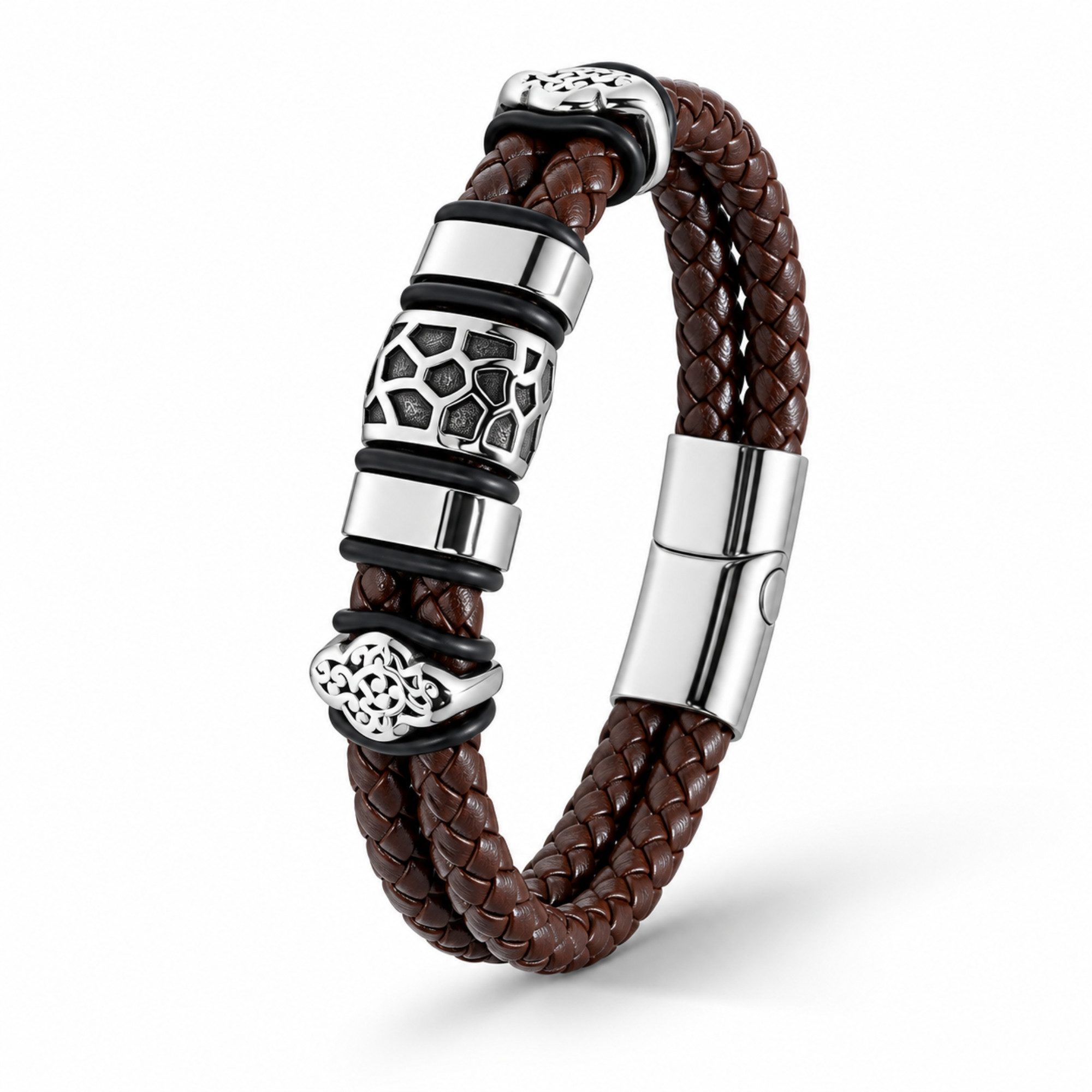 UNIQAL.de Lederarmband Lederarmband Herren "THE GAMBLER" Geflochten (Edelstahl, Echtleder, Casual Style, Handgefertigt)