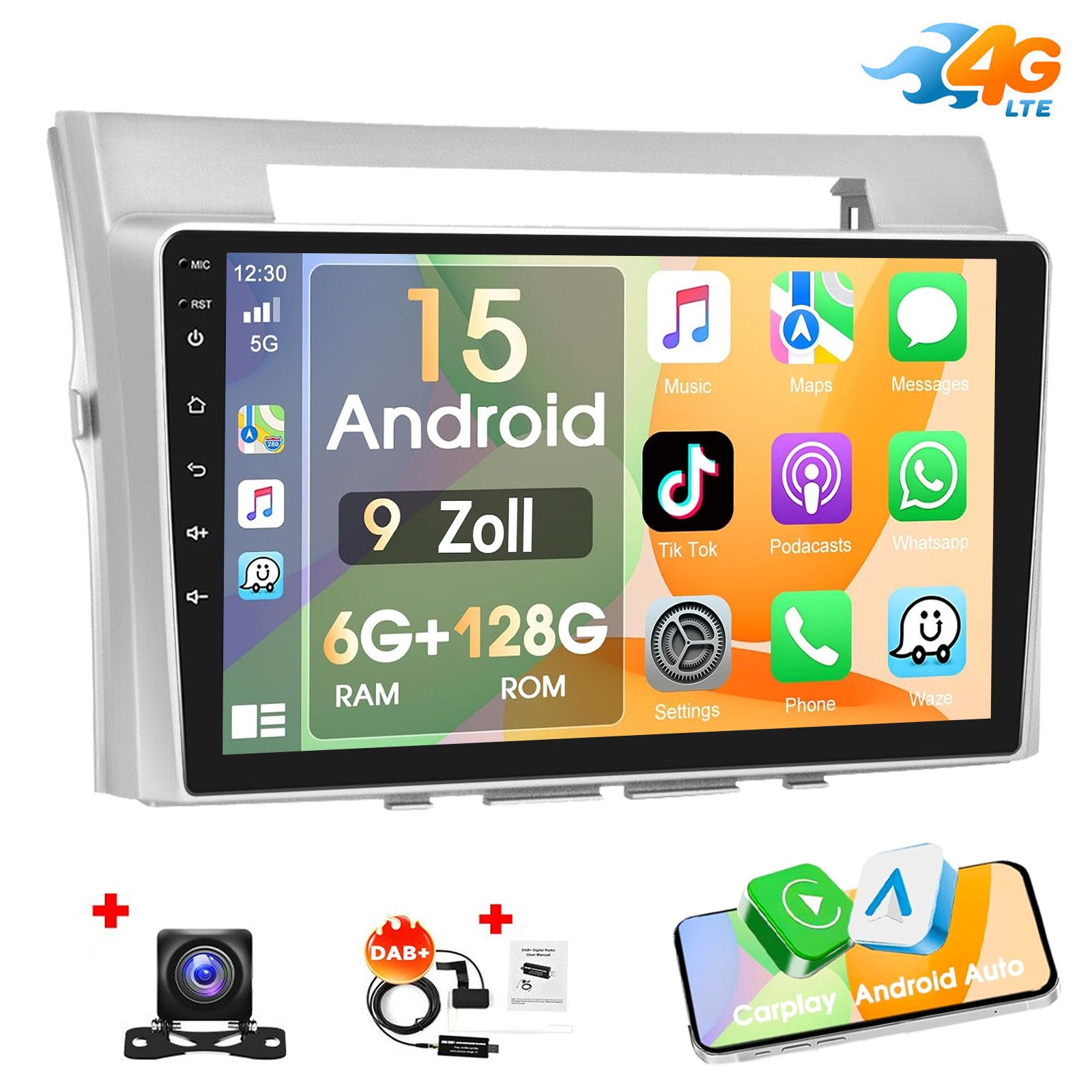 ESSGOO DAB+ 6+128G Für Toyota Corolla Verso 2003-2009 Android15 GPS NAVI WIFI Autoradio (RDS, 6GB+128GB, Digitalradio (DAB), FM, AM, Carplay Android Auto Bluetooth EQ USB GPS Navi WIFI Touchscreen)