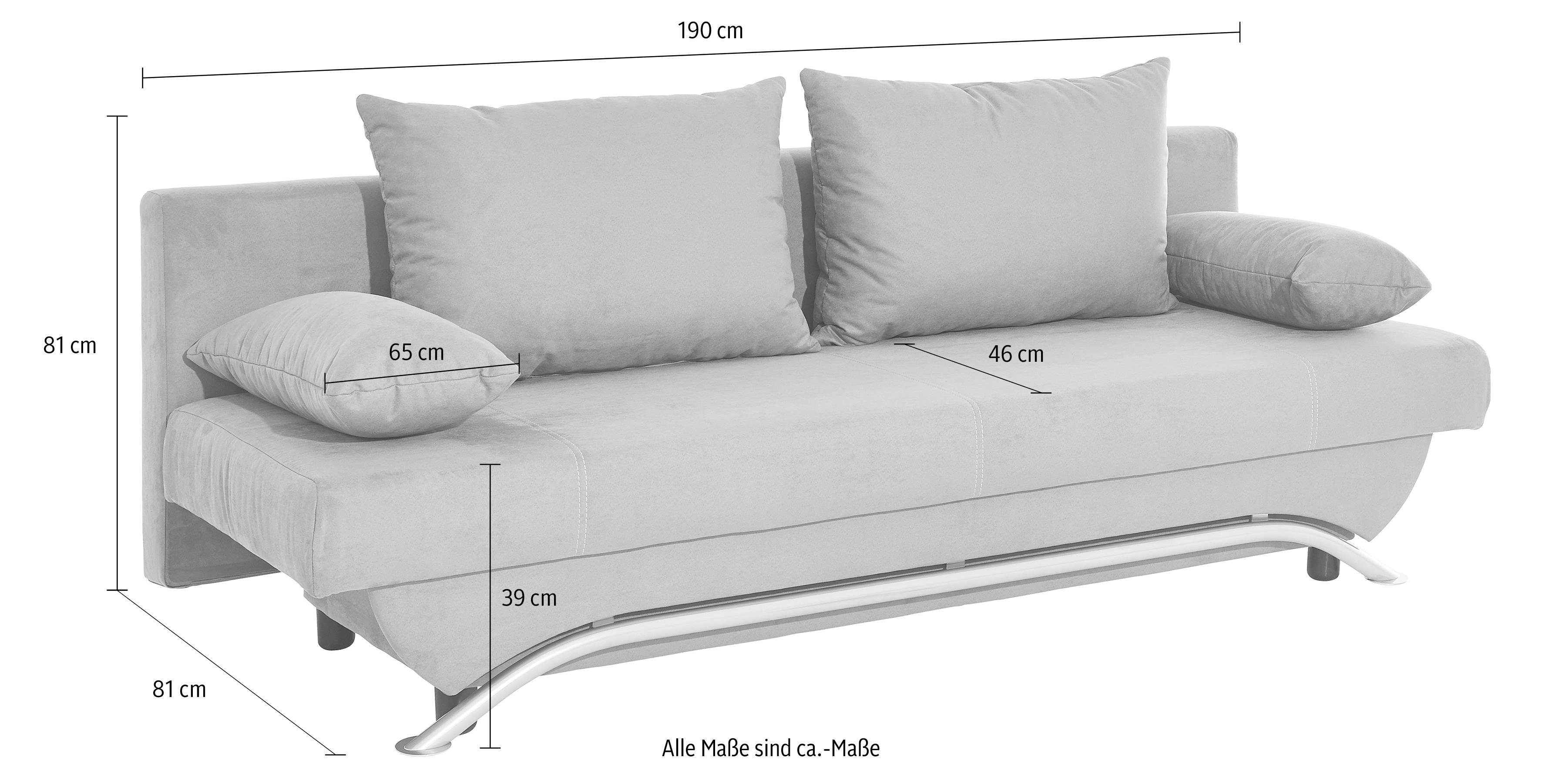 Schlafsofa mit Luxus-Microfaser ALCATOP, maßstäbliche Abbildung - nur 199,99€