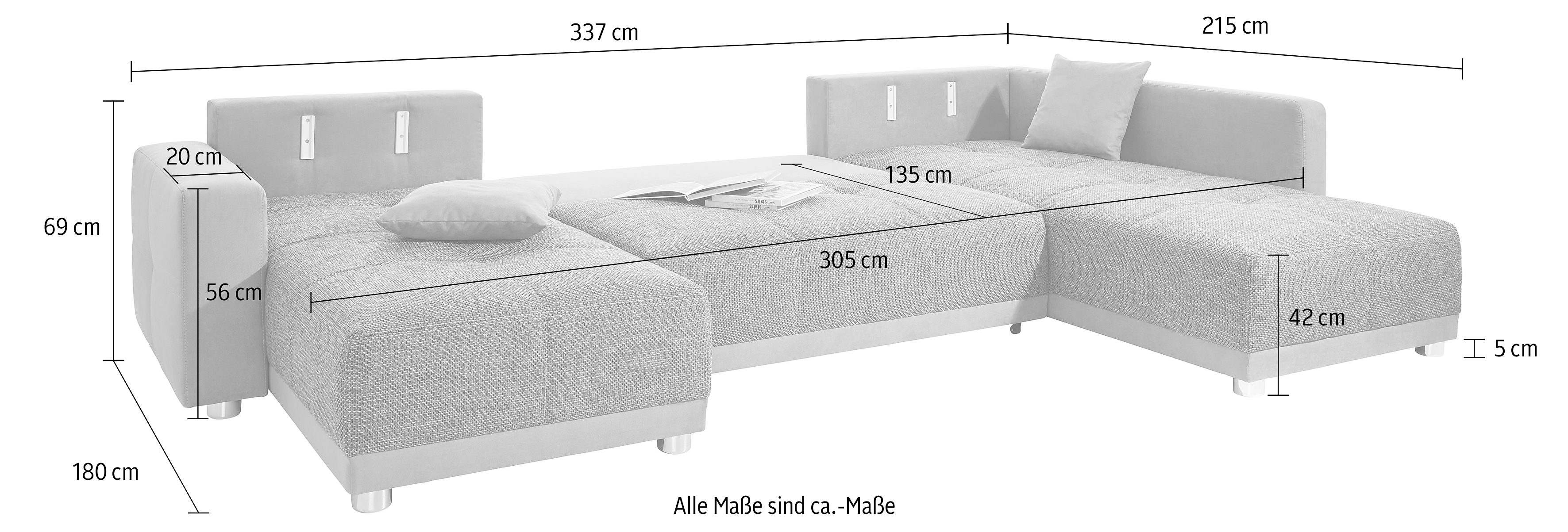 Maßstäbliche Zeichnung der Bettfunktion