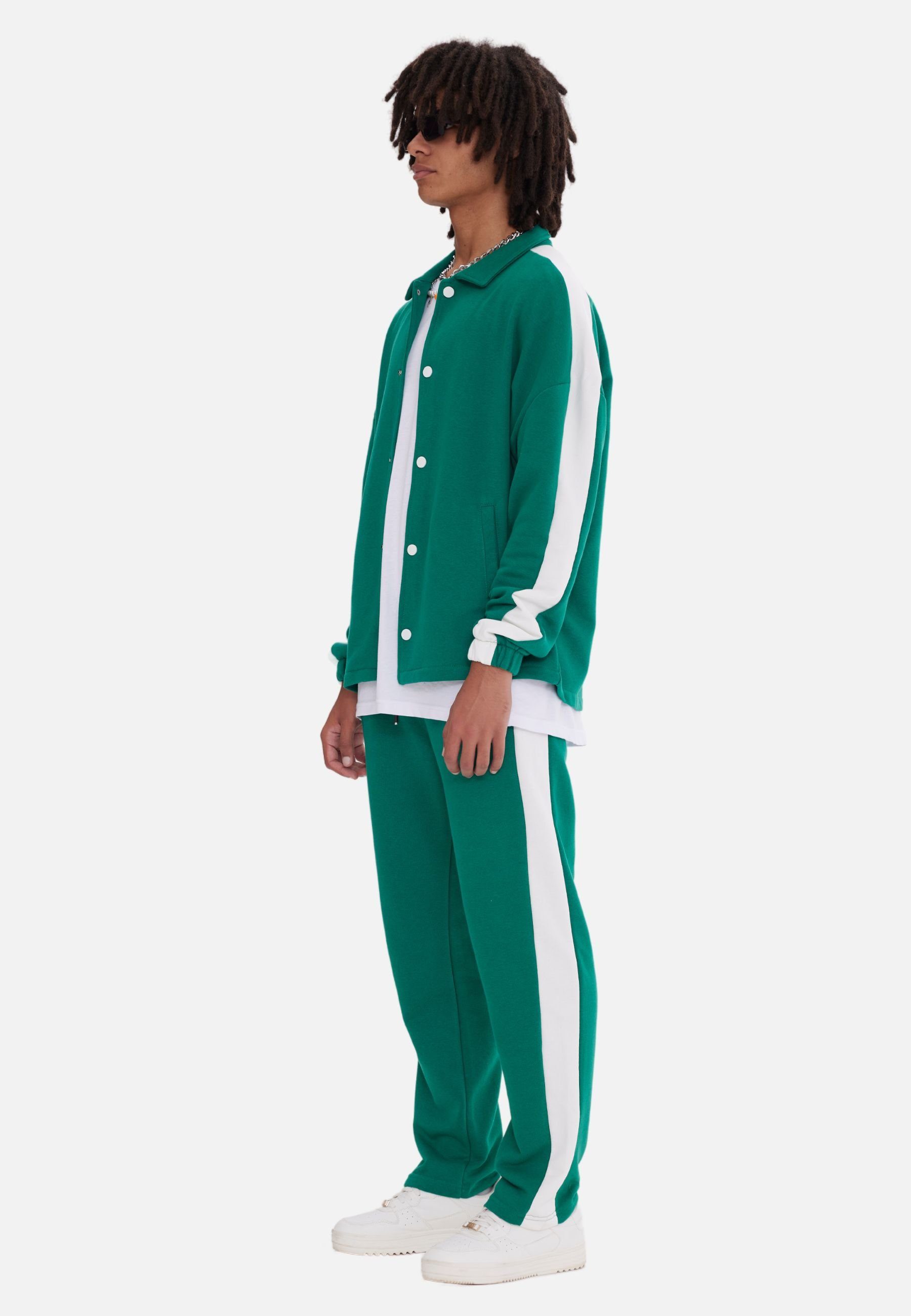 Hose Set Casuals Jogginganzug Grün Jogginganzug Streifen mit Jacke Stripe COFI