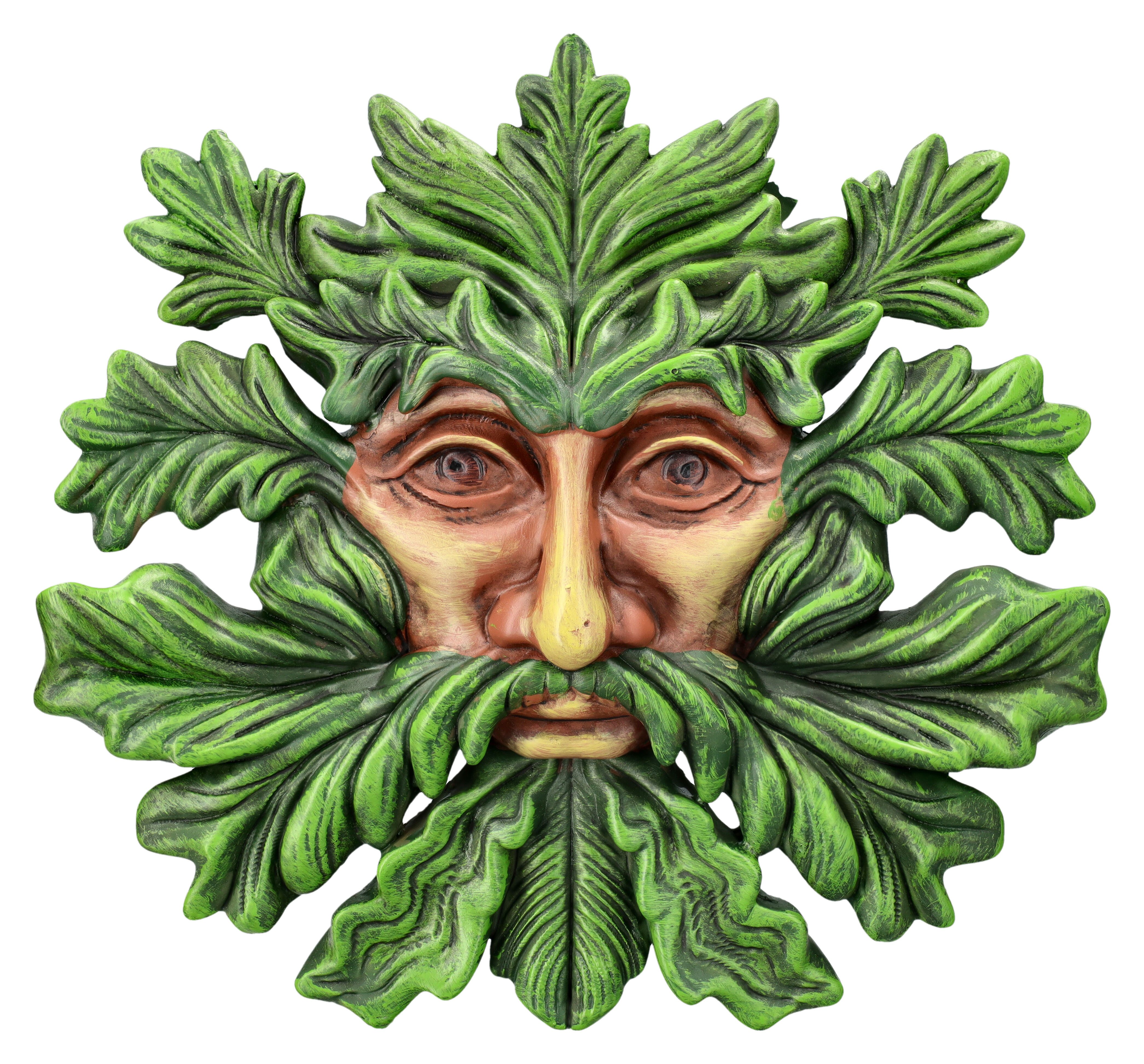 Wanddekoobjekt Wandrelief - Blatt-Bärtiger Greenman - Fantasy Wanddeko Dekoration